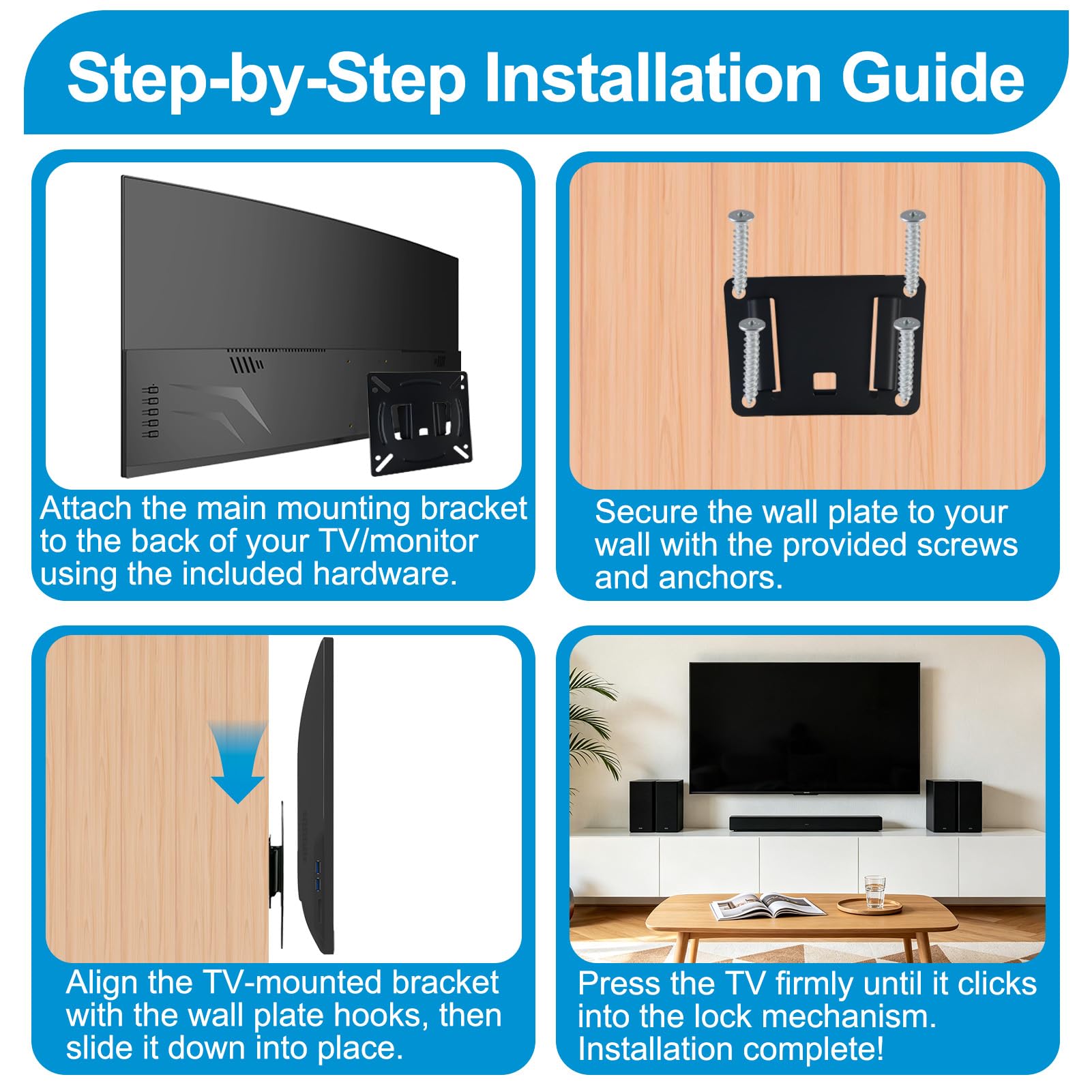Monitor Wall Mount for 14-27 Inch TV Computer, Universal Fixed Low Profile Wall Bracket, VESA 75x75 100x100mm, Ultra Slim 12mm, Max 33lbs, Small TV Mount for RV Camper Office — view 4