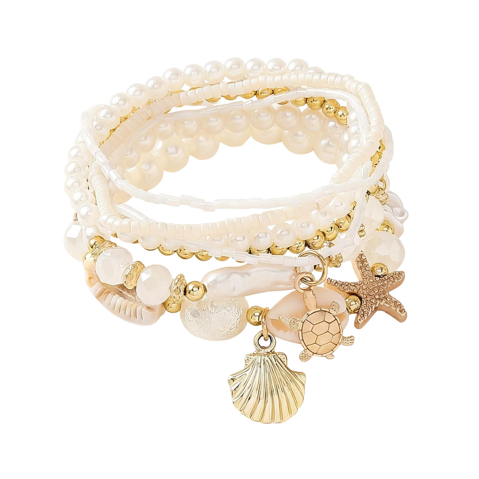 FFZDENA Shell and Starfish Bracelet Set (7 pieces)