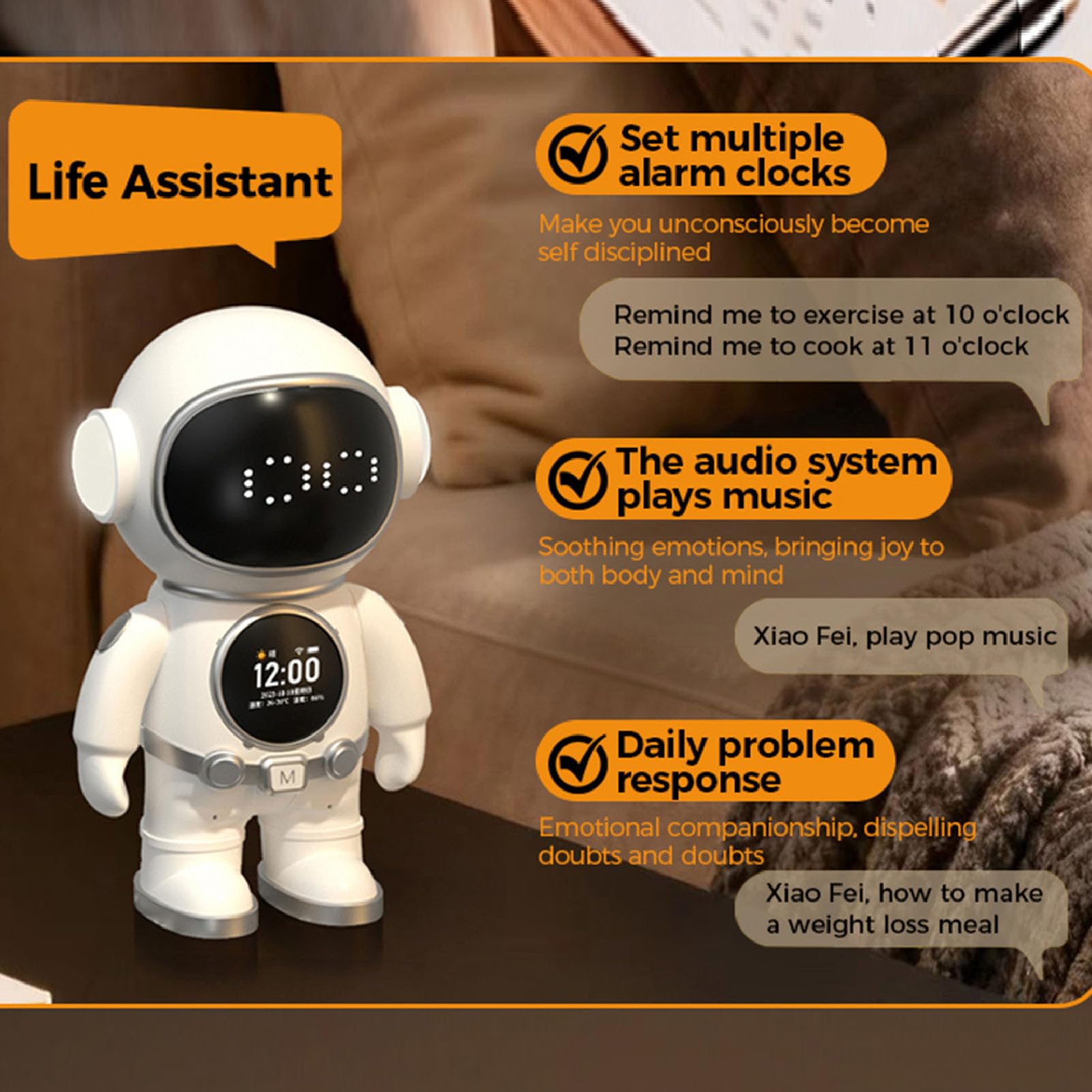 Robot de Aprendizaje AI para Niños, Compañero Educativo Inteligente Interactivo con Altavoz Bluetooth y Aplicación para Uso Doméstico