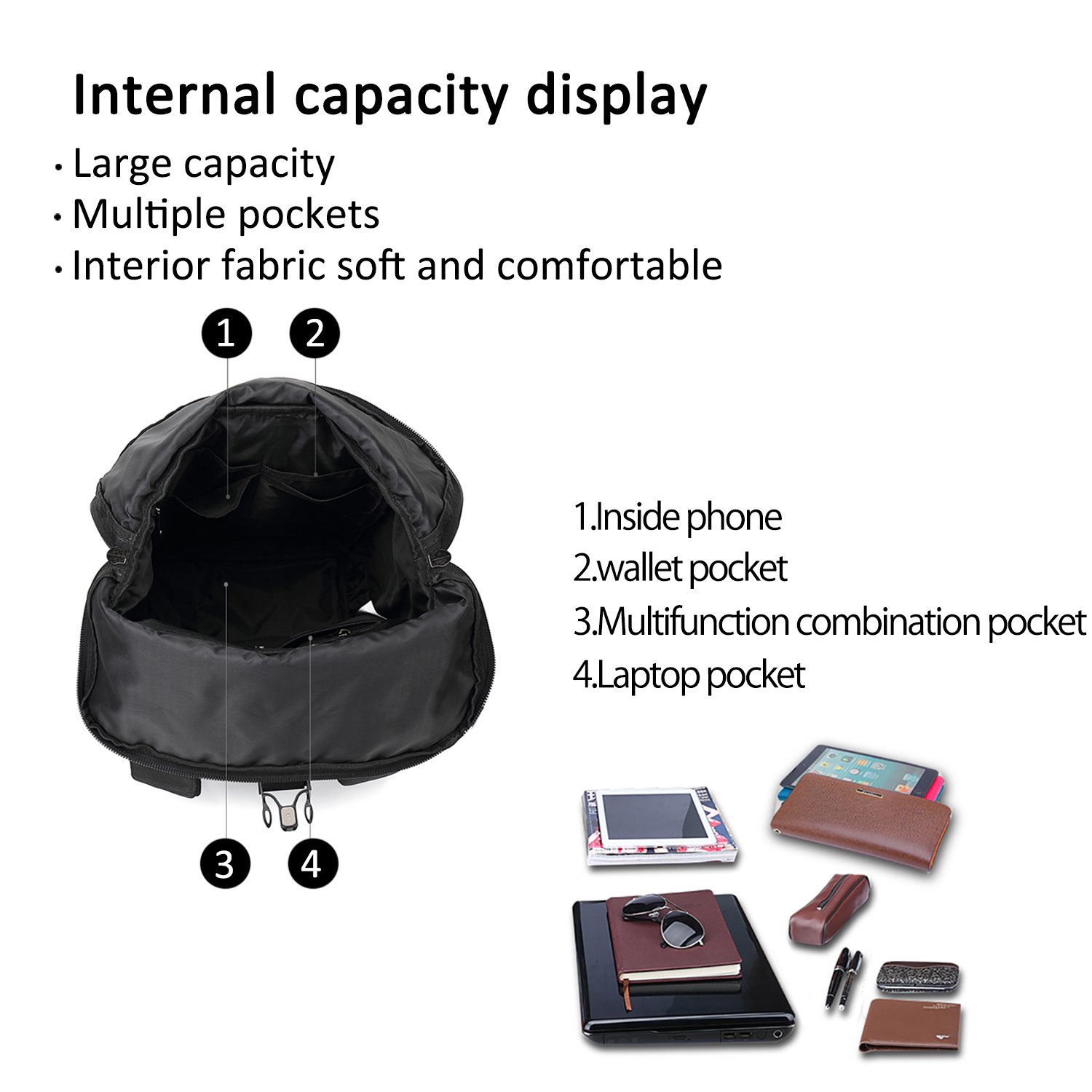 Nowy plecak z portem USB do ładowania Student Business Travel Outdoor Hiking Męski/damski plecak Wodoodporny poliester Szary little surprise