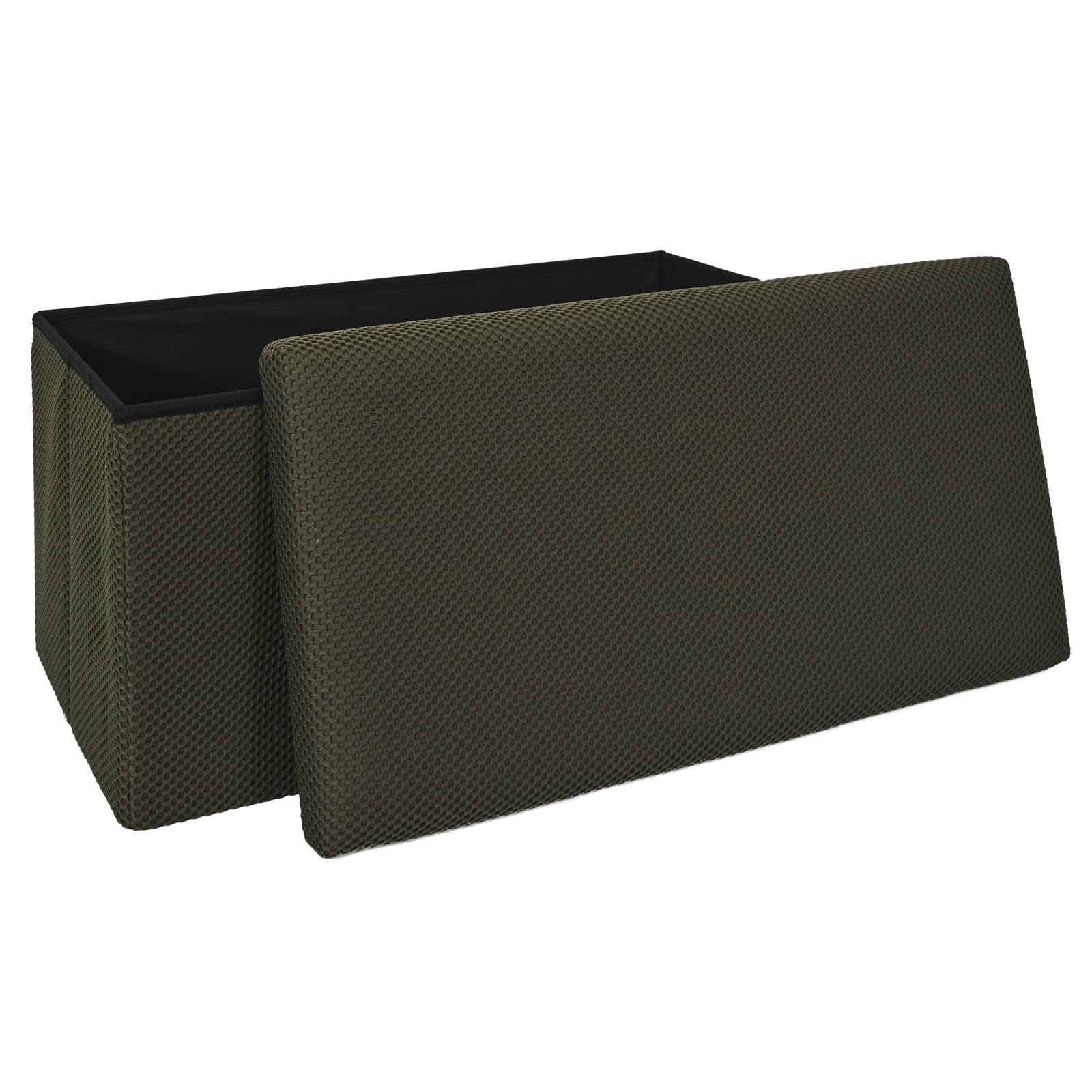 HOME DECO FACTORY Coffre Banc Pliable Multifonction Rangement Assise Kaki | Tissu, coffre banc pliable, multifonctionnel, rangement et assise, salon ou chambre, 76x38x38 cm, kaki