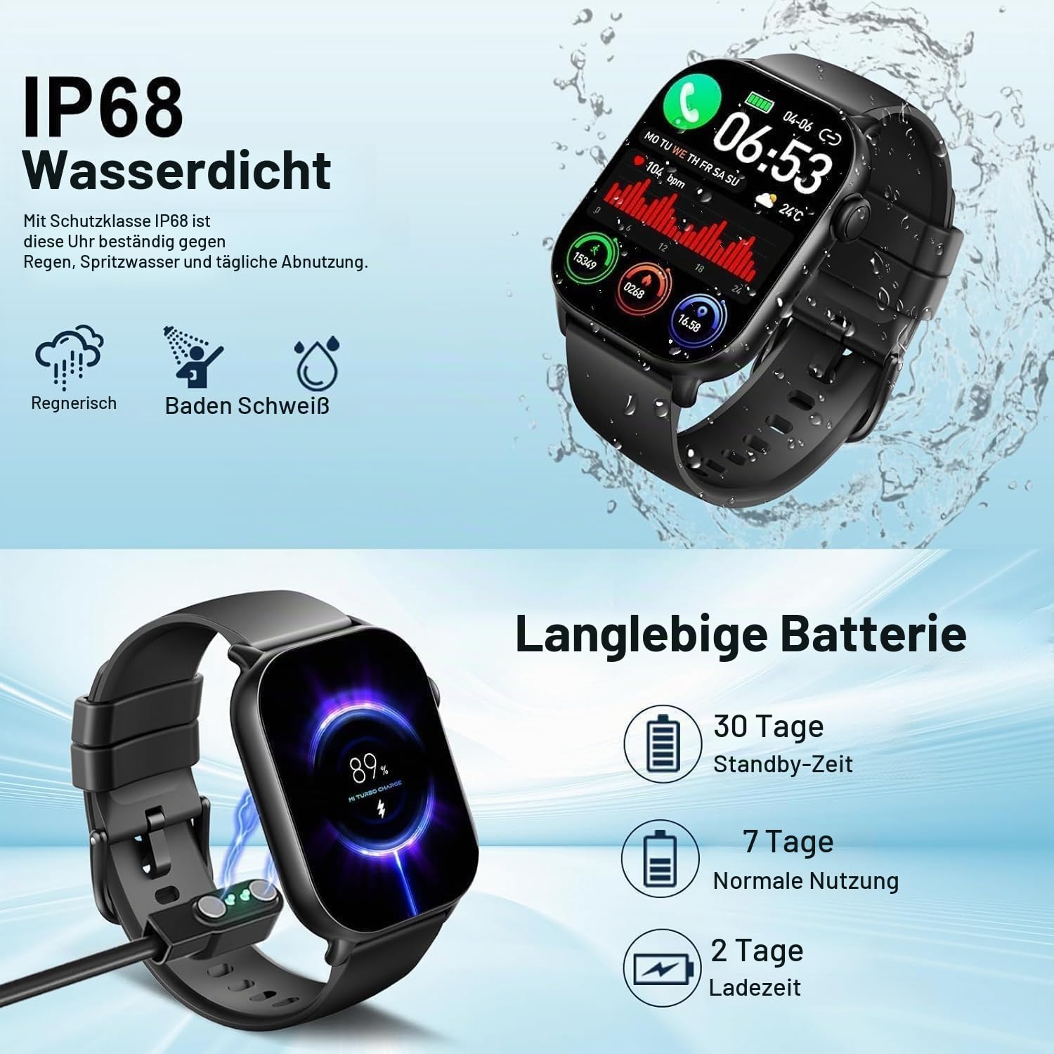 Smartwatch Herren Damen, 1,96" HD Smartwatch 2026 mit Telefonfunktion, Smart Watch Fitnessuhr 113+ Sportmodi, IP68 Wasserdicht, Sportuhr mit Herzfrequenz Schlafmonitor Schrittzähler, für iOS Android
