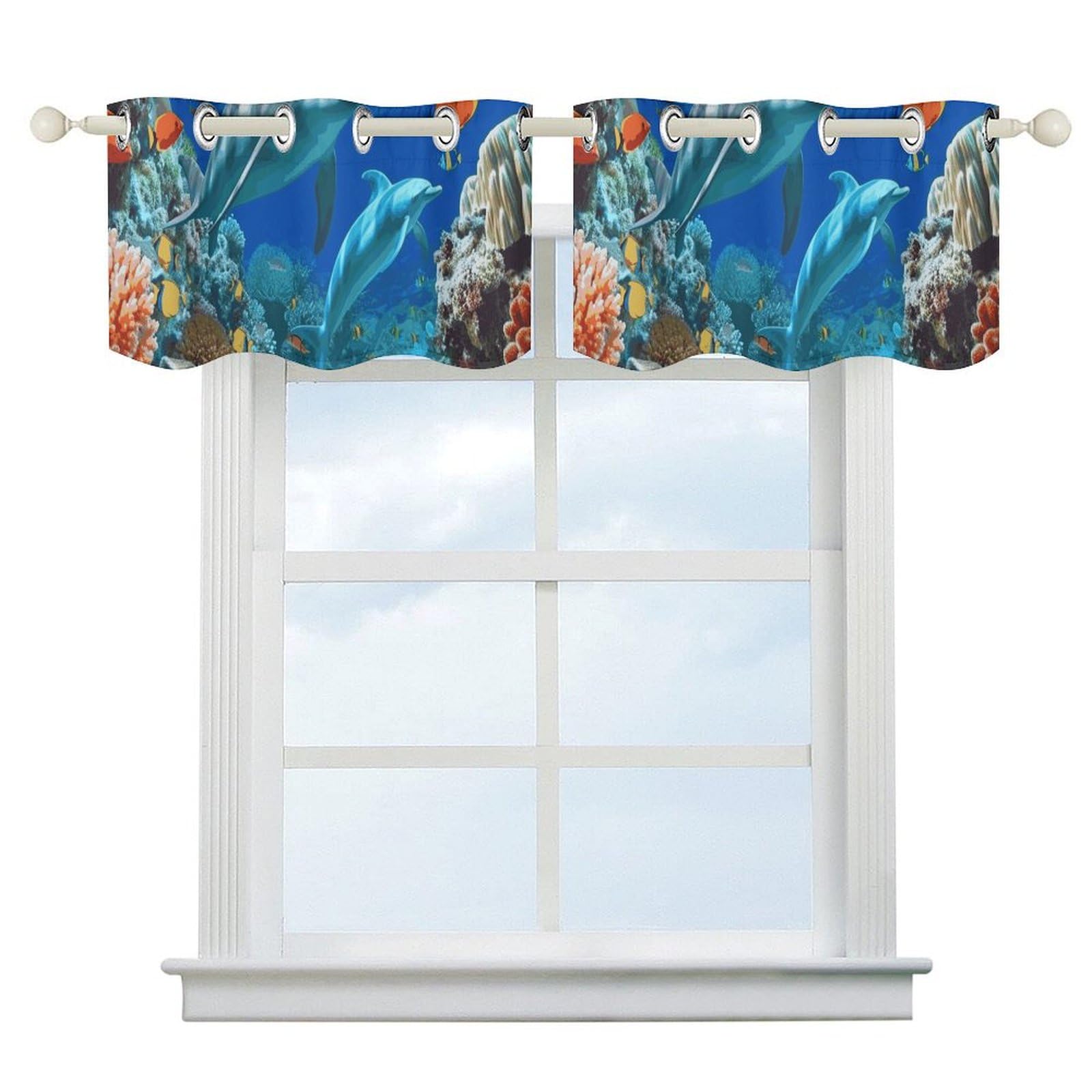 Rideaux occultants pour chambre d'enfant décor océan bleu
