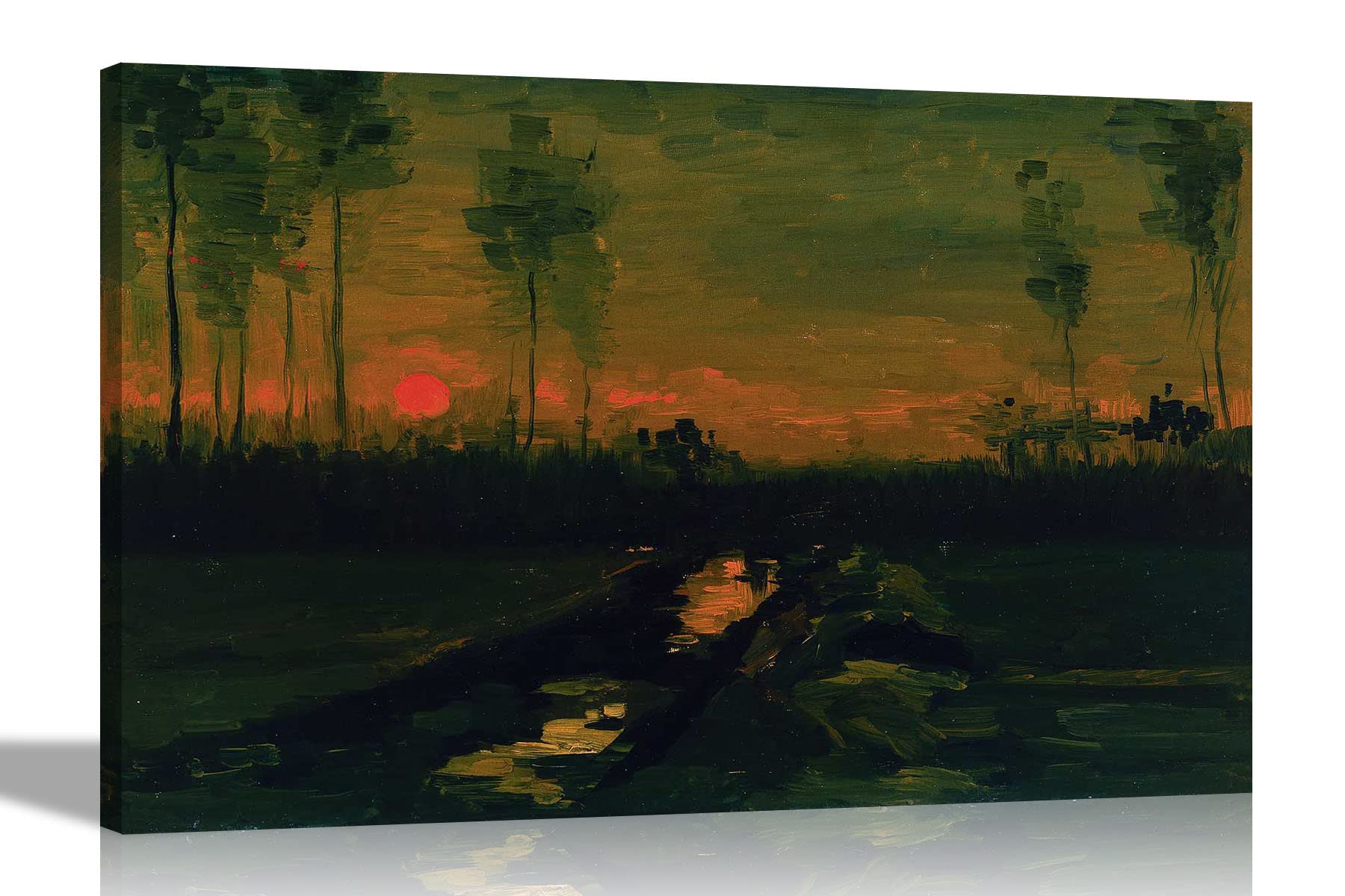 Artley Prints Landscape At Dusk By Vincent Van Gogh Canvas Wall Art | Modern Home Decoration | Abstract Artwork For Living Room, Office 51 X 35Cm (20 X 14 Inches)
