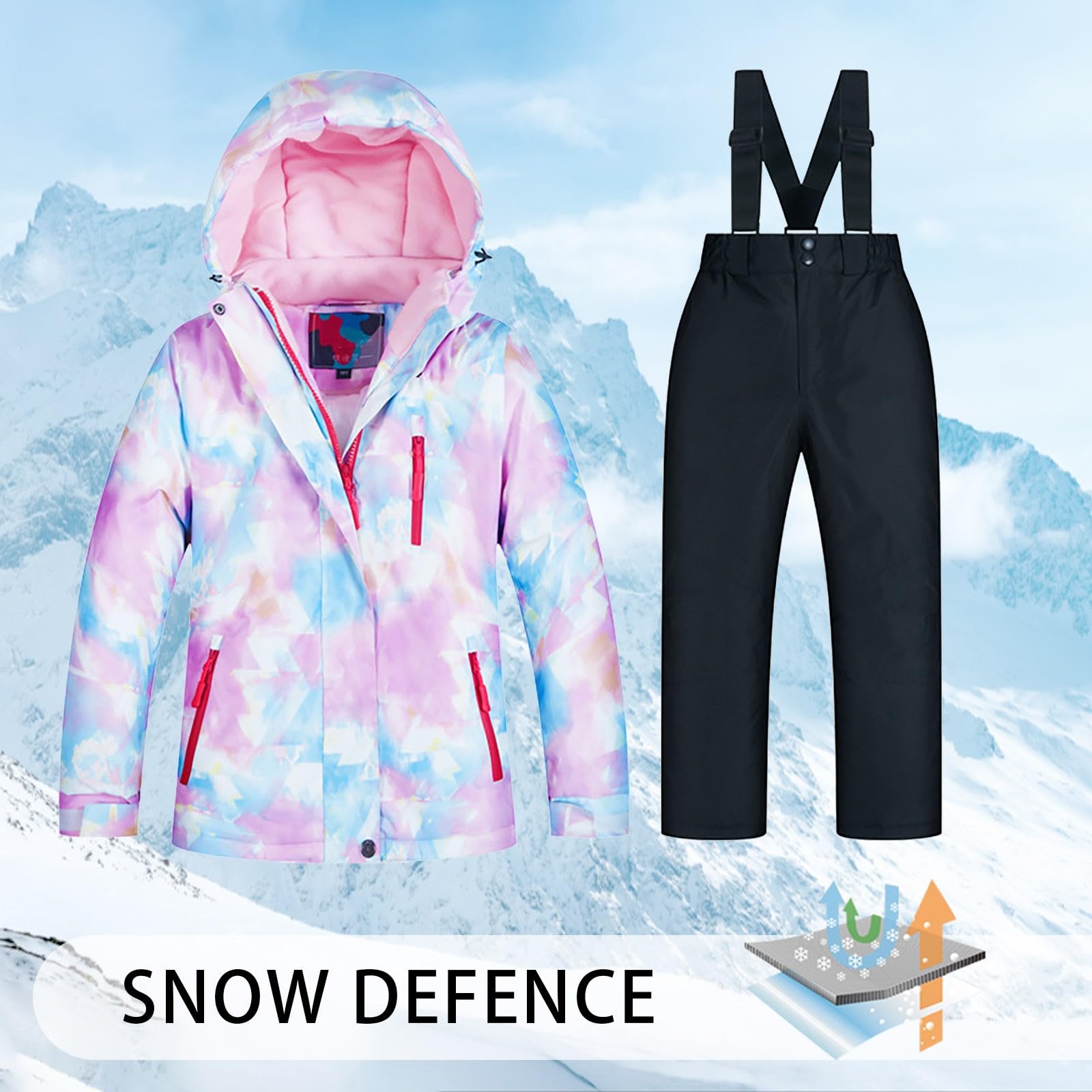 Juego de mamelucos para niño y niño, monos de nieve para niño y adolescentes, mono de invierno a prueba de viento, mono de esquí para niño con cremallera, conjunto de mono Windbroof para niño