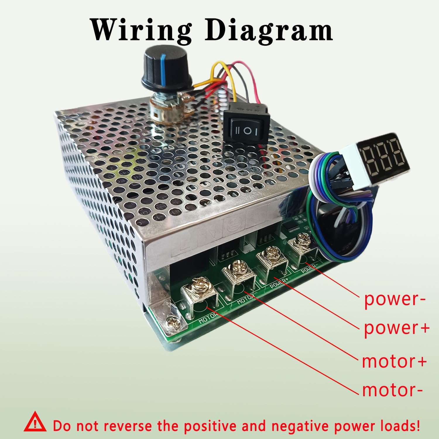 12V/24V/36V/48V/60A PWM DC Motor Speed Controller | LED Display Stepless Speed Control with Forward-Brake-Reverse Switch & Adjustable Potentiometer for Brushed Motors,with Shell