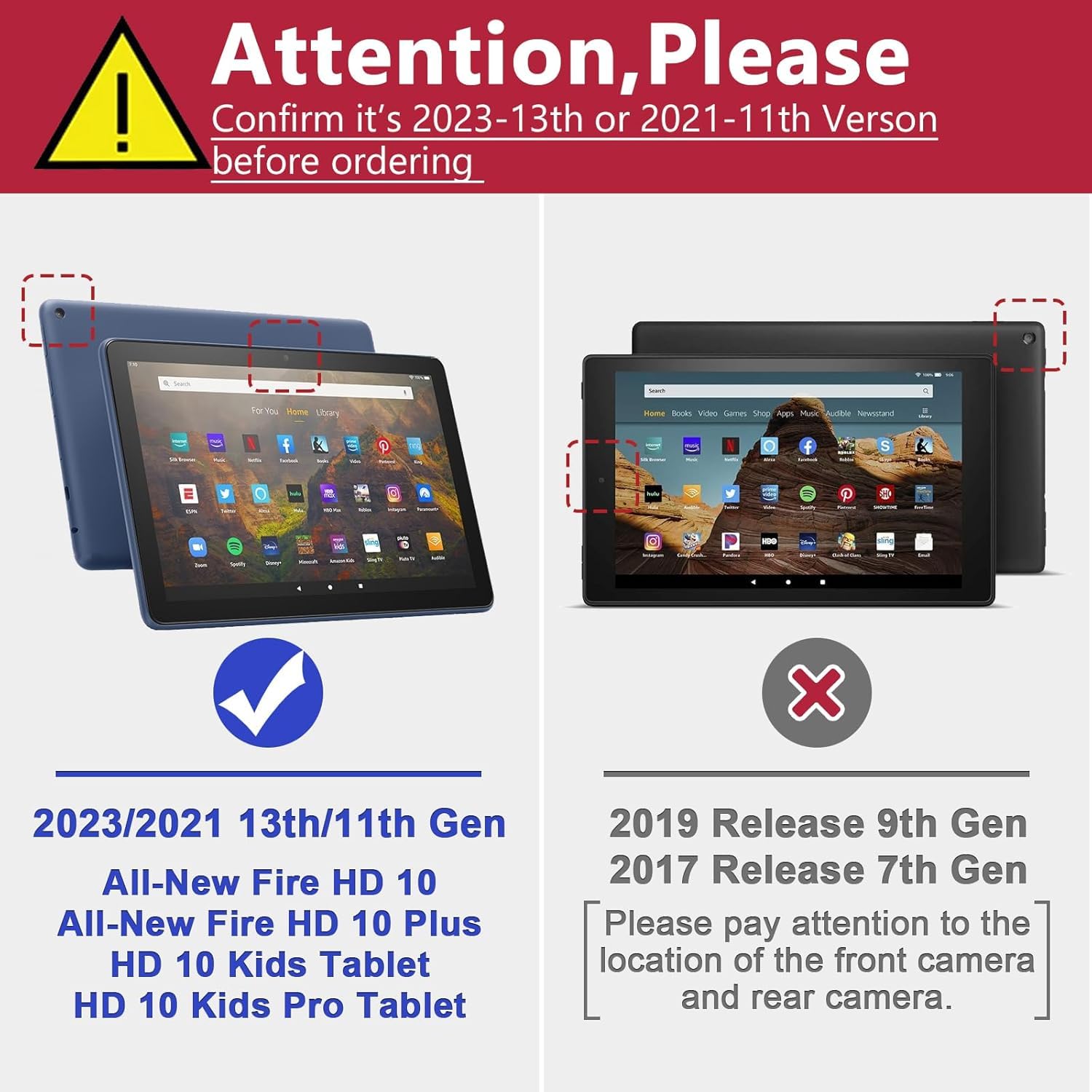 ZoneFoker per tablet Amazon Fire HD 10 (13a/11a generazione 2023/2021), custodia a libro in pelle PU con funzione di accensione/spegnimento automatico, con tasca/supporto multiangolo/portapenne per HD