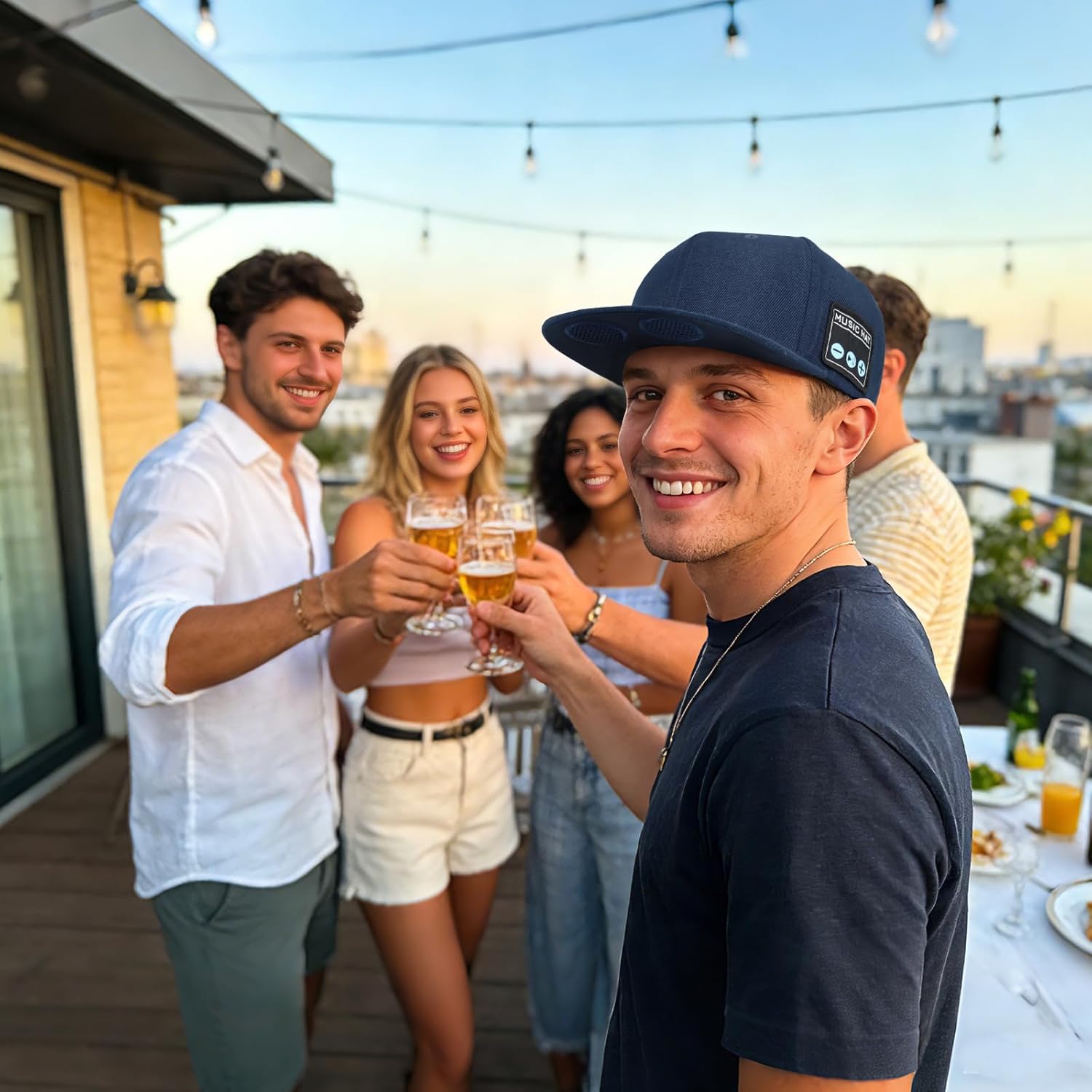 Bluetooth Speaker Snapback Hat, Baseball Cap with Built-in HD Stereo Speakers & Hidden Mic, Hands-Free Calling for Cycling, Skate Parks, Party, Dancing, Outdoor Sports, Gifts for Men, Brother, Him