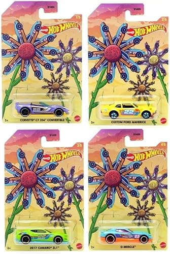 Hot Wheels Paquete de lanzamiento de primavera y Pascua 2022 con 4 vehículos fundidos a presión