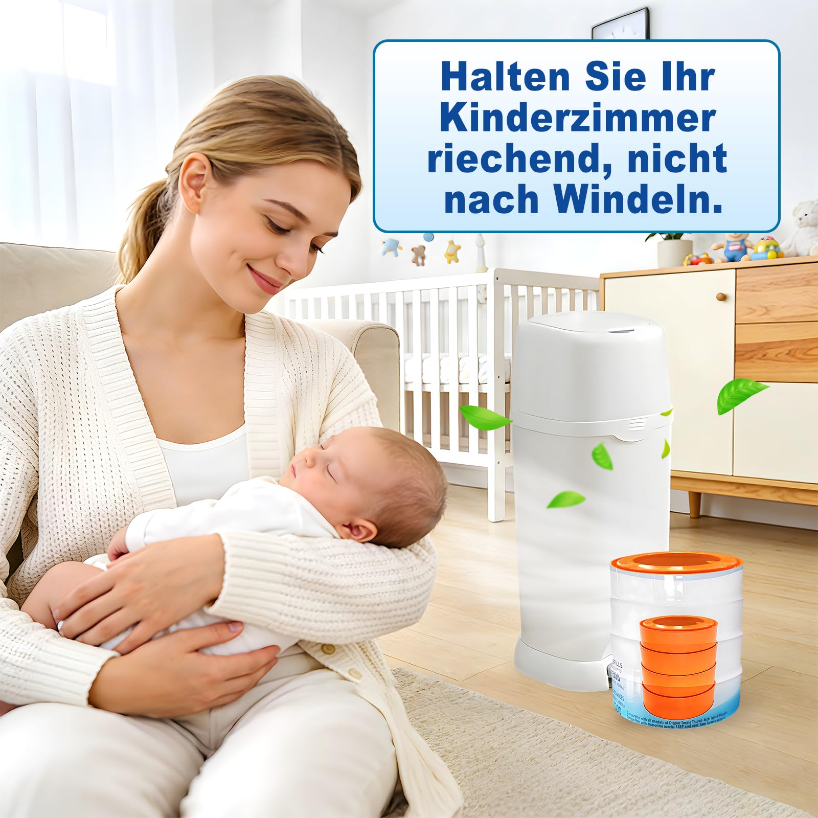 Sacs de recharge au design carré compatibles avec Diaper Genie Compact, contrôle maximal des odeurs, recharge de sacs poubelles, film continu