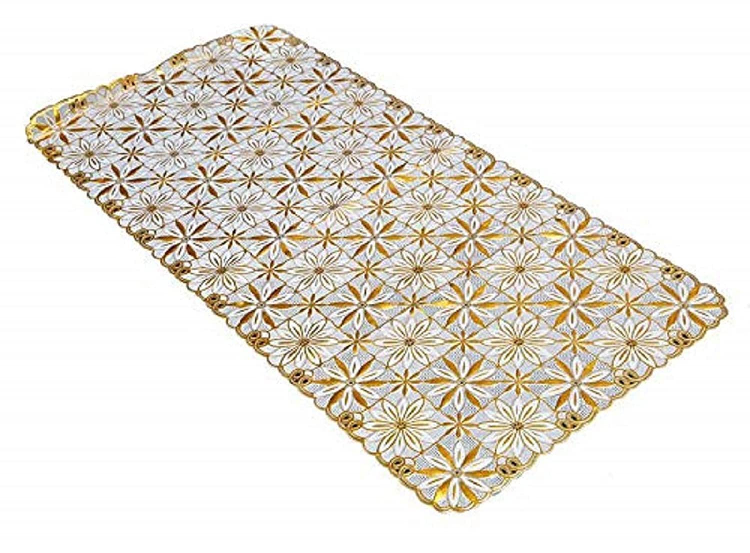 Kuber Industries Table Runner Virgin Vinyl (Soft Fabric) Gold Standard (MKUKITable0058233)