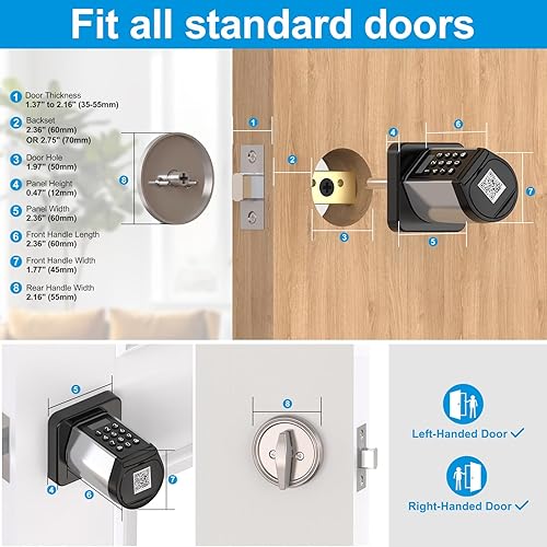 Miniatura 4 de WELOCK - Cerradura de seguridad inteligente, cerradura de puerta de entrada sin llave para puerta delantera, cerrojo de seguridad WiFi con teclado,
