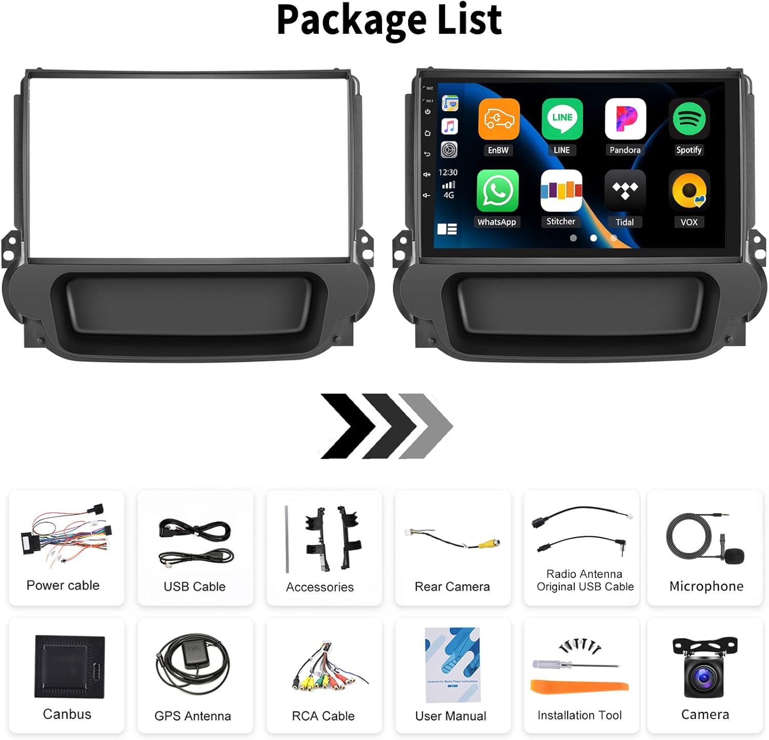 [2+64G] Android 15 Car Stereo for Chevrolet Chevy Malibu 2012-2015 with Wireless Carplay&Android Auto,9 Inch Touch Screen Car Radio with Mirror Link Bluetooth FM/RDS Radio WiFi GPS EQ SWC