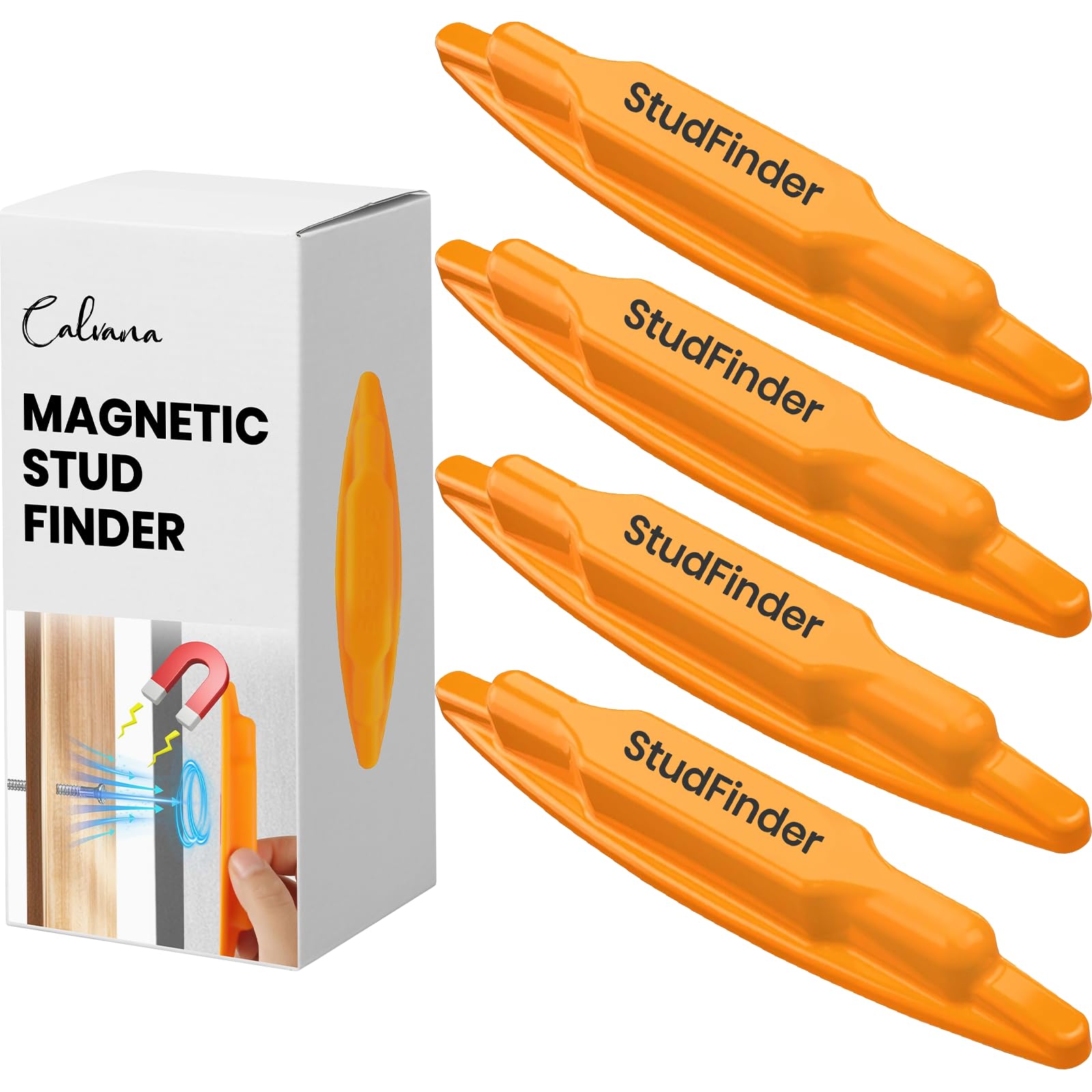 Photo 1 of (4-Pack) Calvana Magnetic Stud Finder Wall Scanner, Stud Finder Magnet, Wall Detector Scanner, Compatible with All Drywall Construction, No Batteries Required, Wall-Friendly Construction?Easy to Use