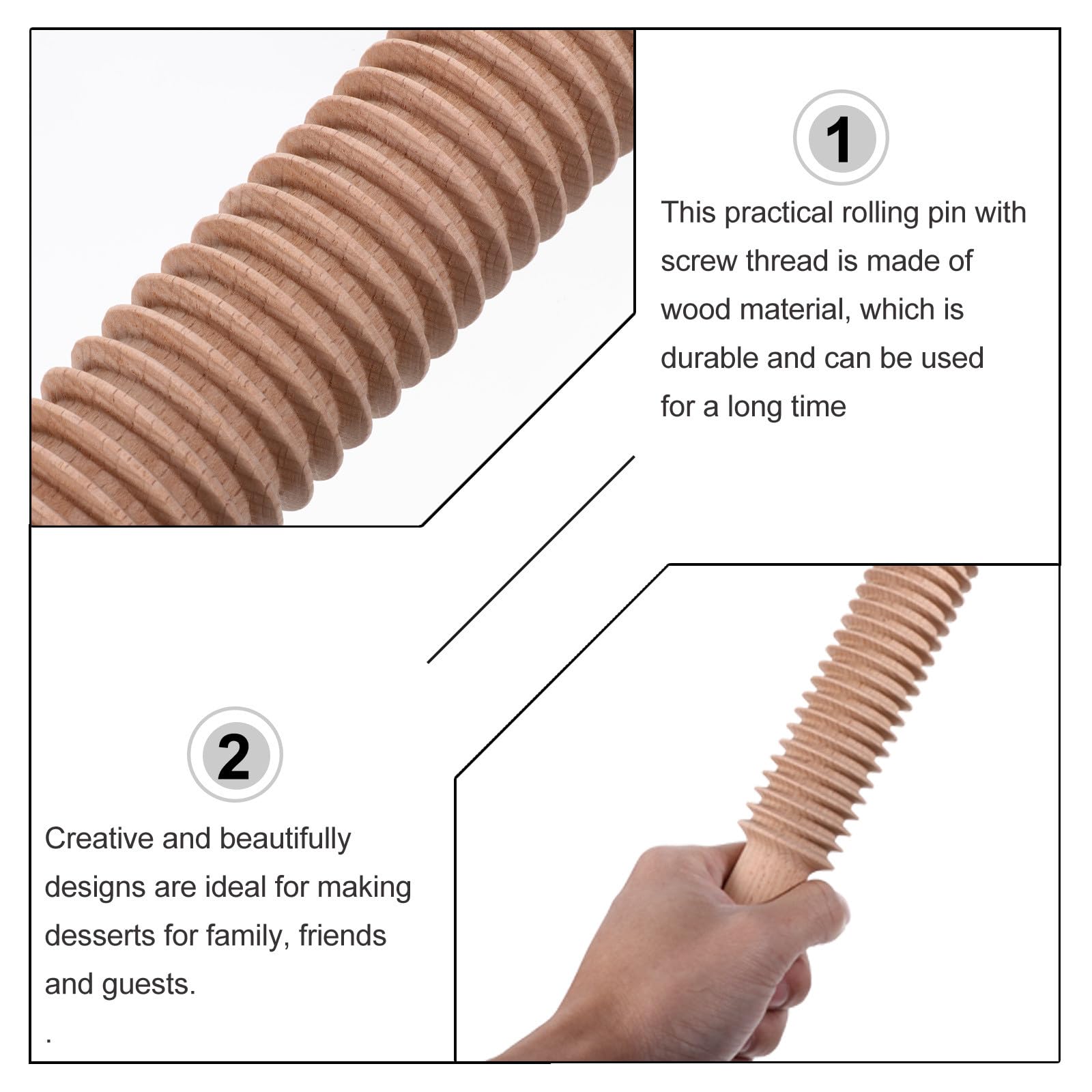 CRAFTHROU Mattarello per Troccoli in Legno Design a Vite, Rullo da Pasticceria Professionale Facile da Usare per Ristoranti e Preparazione Pasta