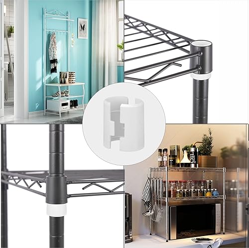 Miniatura 7 de 12 pares de clips de alambre para estantes, clips de bloqueo de estante blancos para estantes de poste de 1 pulgada, fundas de plástico de repuesto