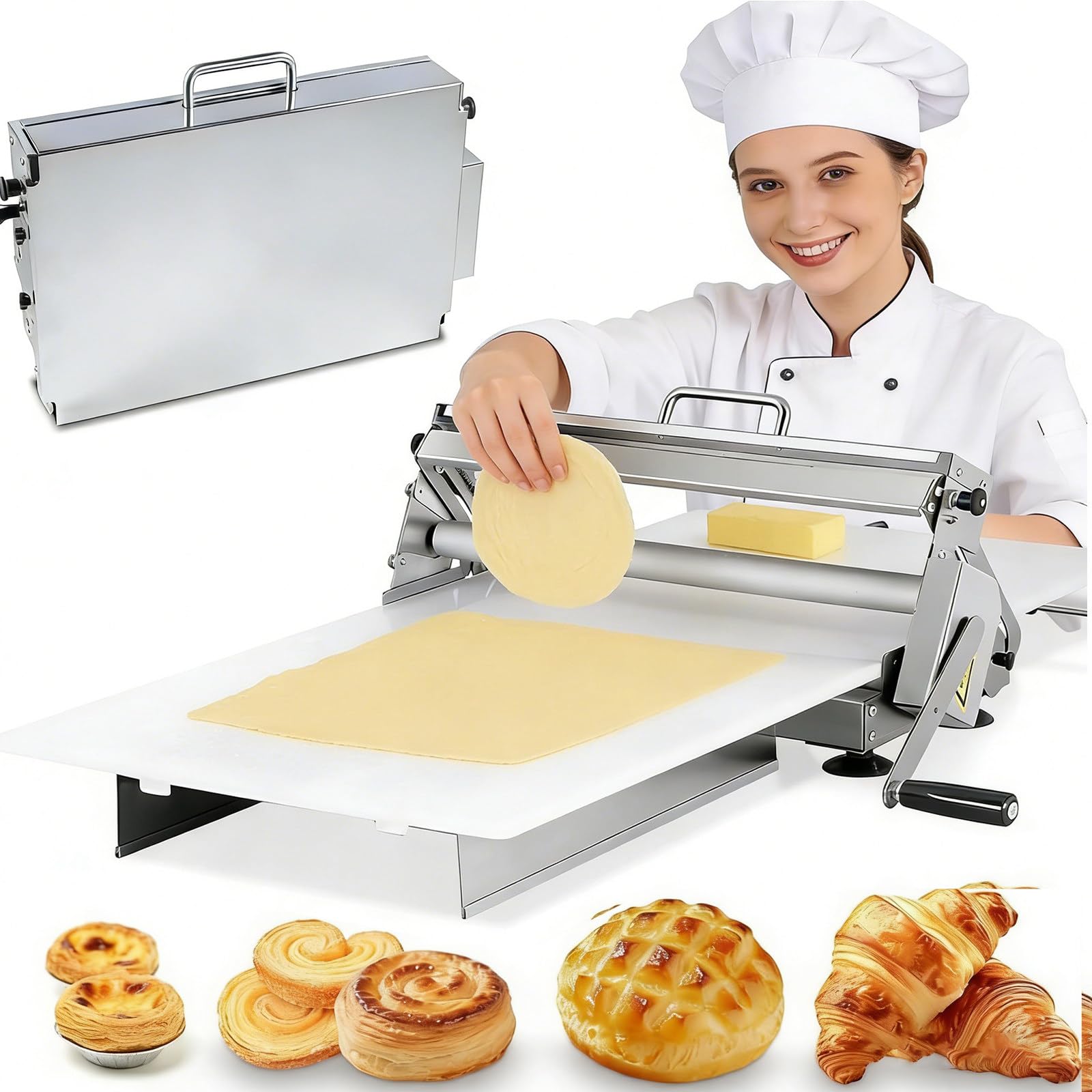 Máquina Manivela Laminadora de Masa - Laminadora de Fondant para Glaseado, Mazapán y Hojaldre | Máquina de Fondant de Fácil Instalación para Hogar o Pequeña Cocina Comercial 90x40cm