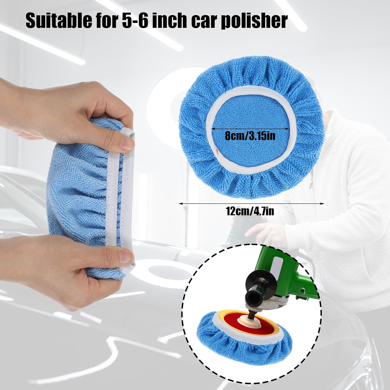 8Pcs Microfiber Car Polishing Pads Set, Professional Car Buffer Pads, Microfiber Waxer Bonnet Polishing Pad for Automobile Glass Cleaning, Polish, Detailing - Image 2
