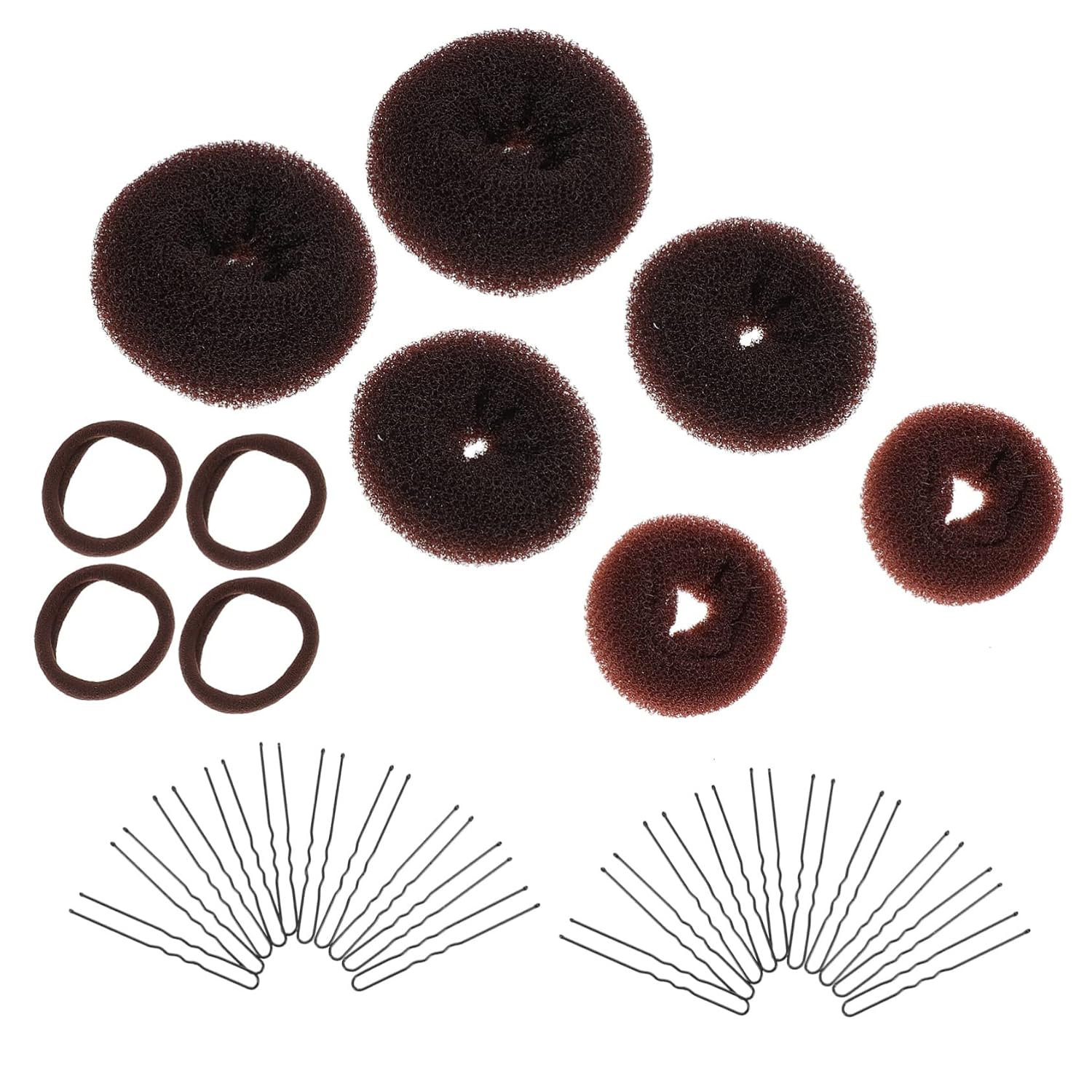 Hair Bun Maker Set 30PCS U-Shaped Hairpins High Elastic Hair Ties DIY Styling Tools for Women for Buns and Ponytails
