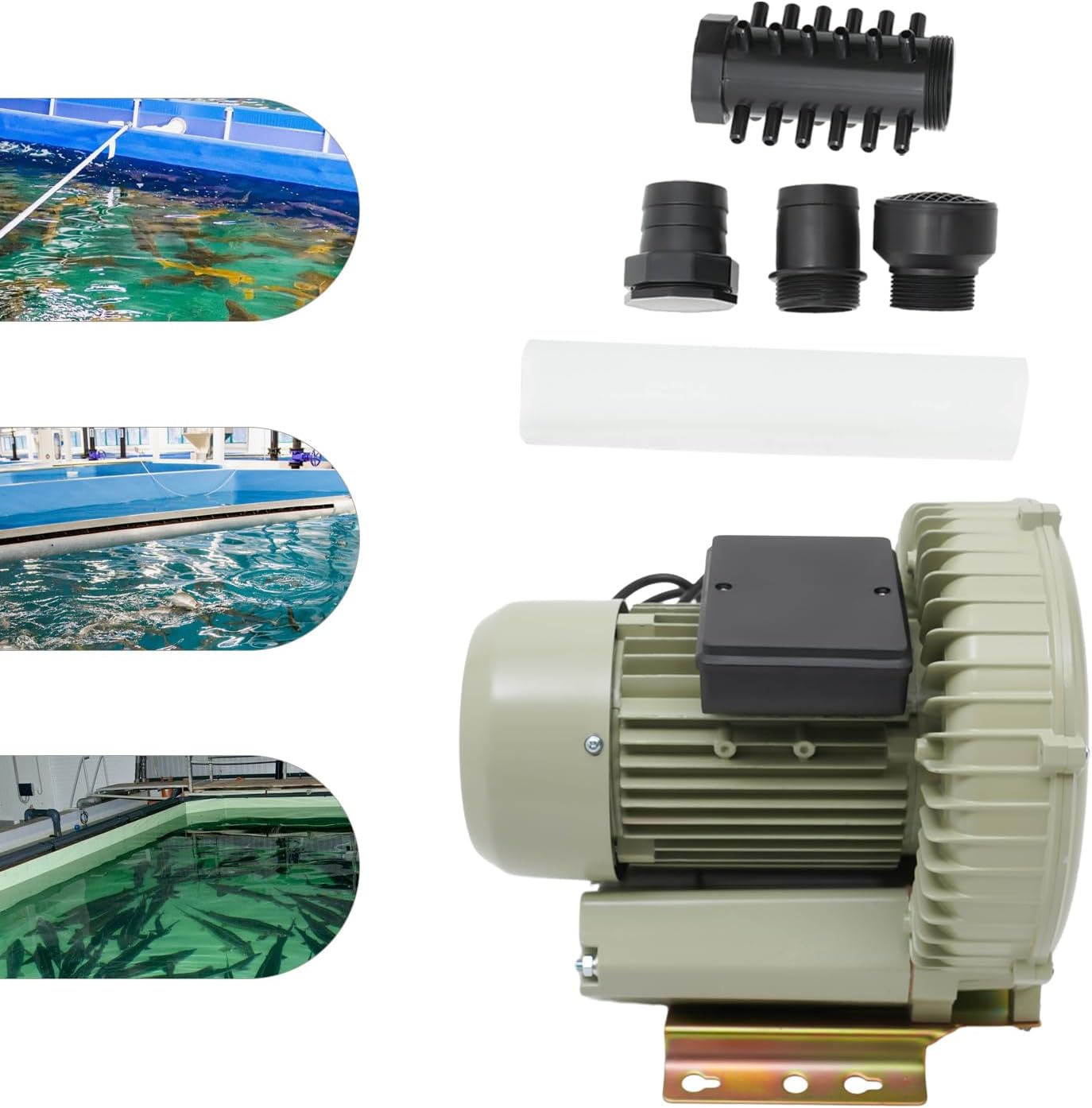 370W Grey Aviation Aluminum Aquaculture Vortex Air Blower