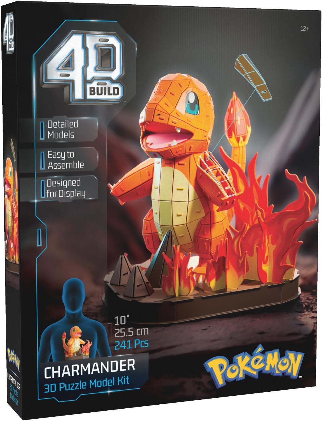 4D Build, Pokémon Charmander 3D Model Kit, Pokémon Figure, Kanto First Partner Collection, Desk Décor, 241 Pieces, for Ages 12 & Up