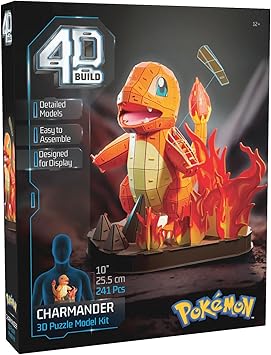 4D Build, Pokemon Charmander 3D Model Kit, Pokemon Figure, Kanto First Partner Collection, Desk Decor, 241 Pieces, for Ages 12 & Up