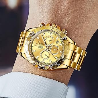 OLEVS Automatic Gold Watches for Men Luxury Classic Stainless Steel Calendar Luminous Waterproof Watches for Men