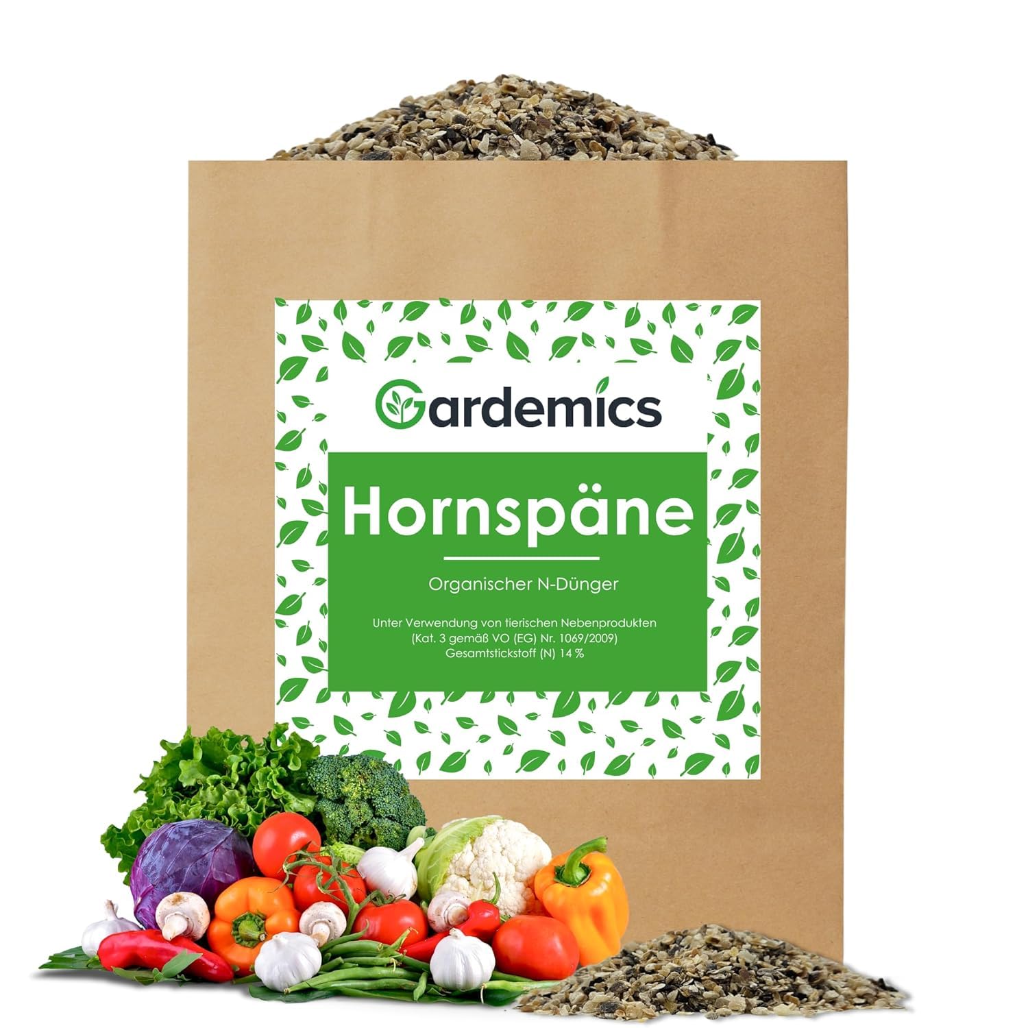 Gardemics Hornspäne 25 Kg - Hornspäne Naturdünger, natürlicher Langzeitdünger für Garten, Rasen & Hochbeet – organischer Stickstoffdünger aus 100 % Horn