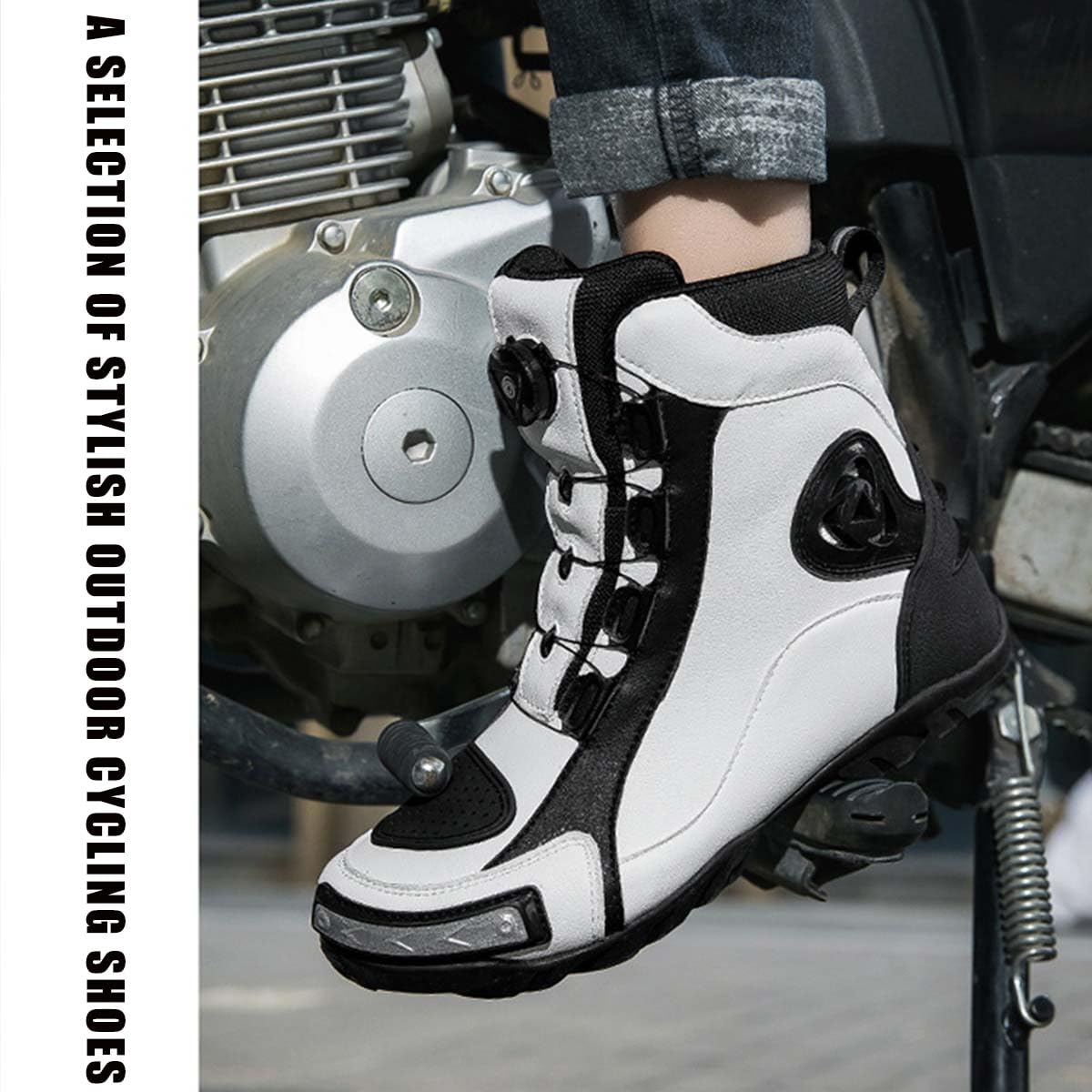 Scarpe da Moto da Uomo Stivali da Protezioni Moto | Rinforzi Protettivi, Soletta Ammortizzata, Antiscivolo, Resistenti e Comode, Leggere e Traspiranti, Supporto alla Caviglia