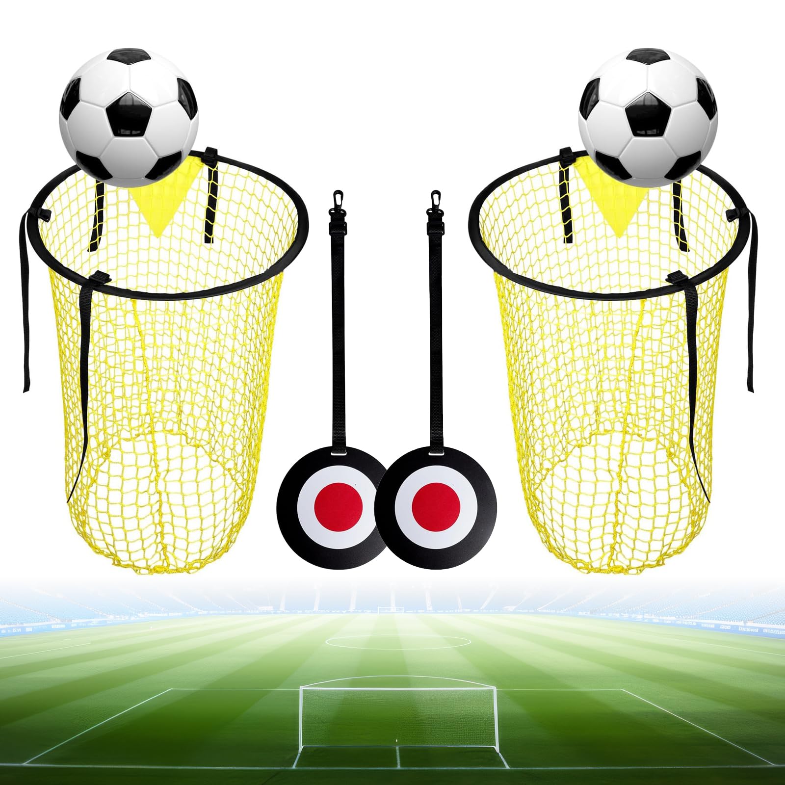4PCS football Training Equipment Includes 2 Top Bins Football Targets and 2 Football Target，Easy to Attach and Detach Soccer Goal Net for Goal Training and Accuracy Practice