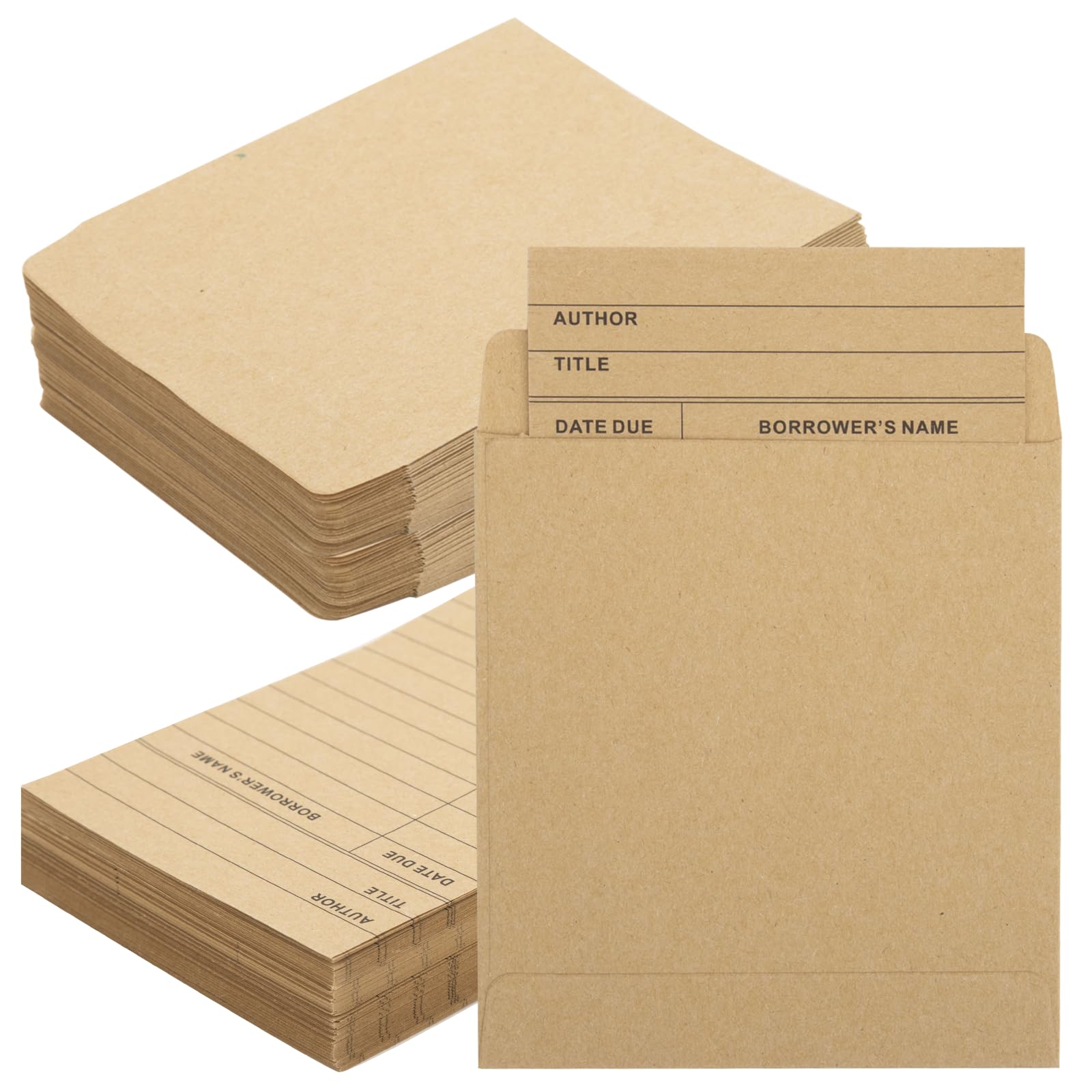 200 buste vintage per biblioteca e biglietti, colore marrone, per biblioteche, biblioteche, per scuola, ufficio, biblioteca pubblica