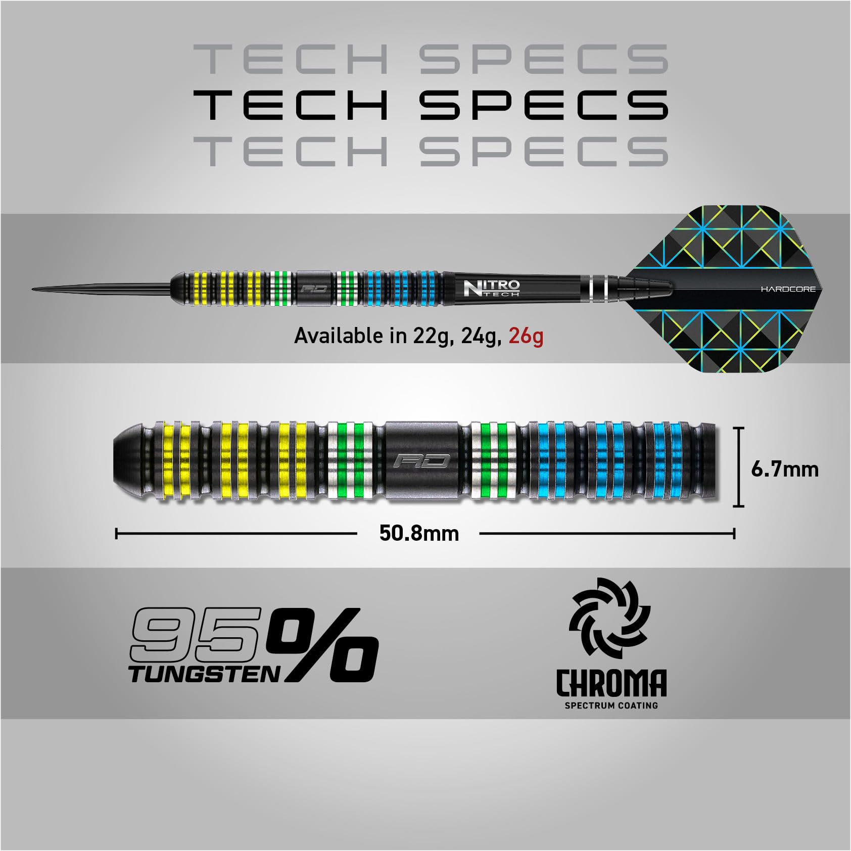 RED DRAGON Darts - Dragonfly 95 Série - 95% Tungstène Professionnelle Pointe en Acier Jeu de fléchettes avec ailettes et tiges de fléchettes - Disponible en 22g, 23g, 24g, 25g & 26g