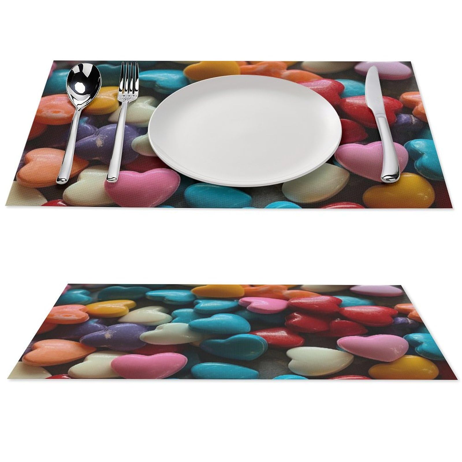 Set de table en forme de cœur en PVC lavable antidérapant résistant à la chaleur x6