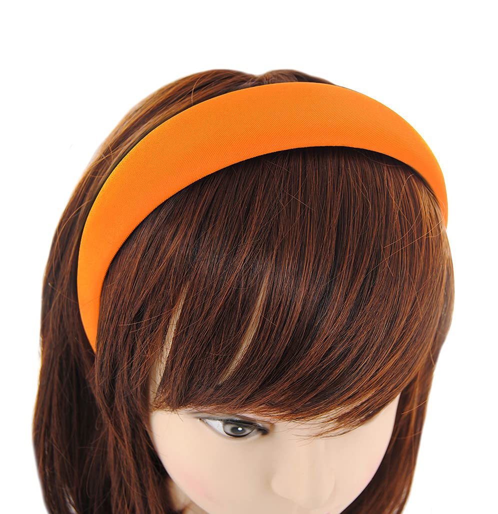 Axy Wide Headband with Fabric Padded Candy Colours - Beautiful Women's Headband Hair Accessory HRK2A (Orange) - Image 2