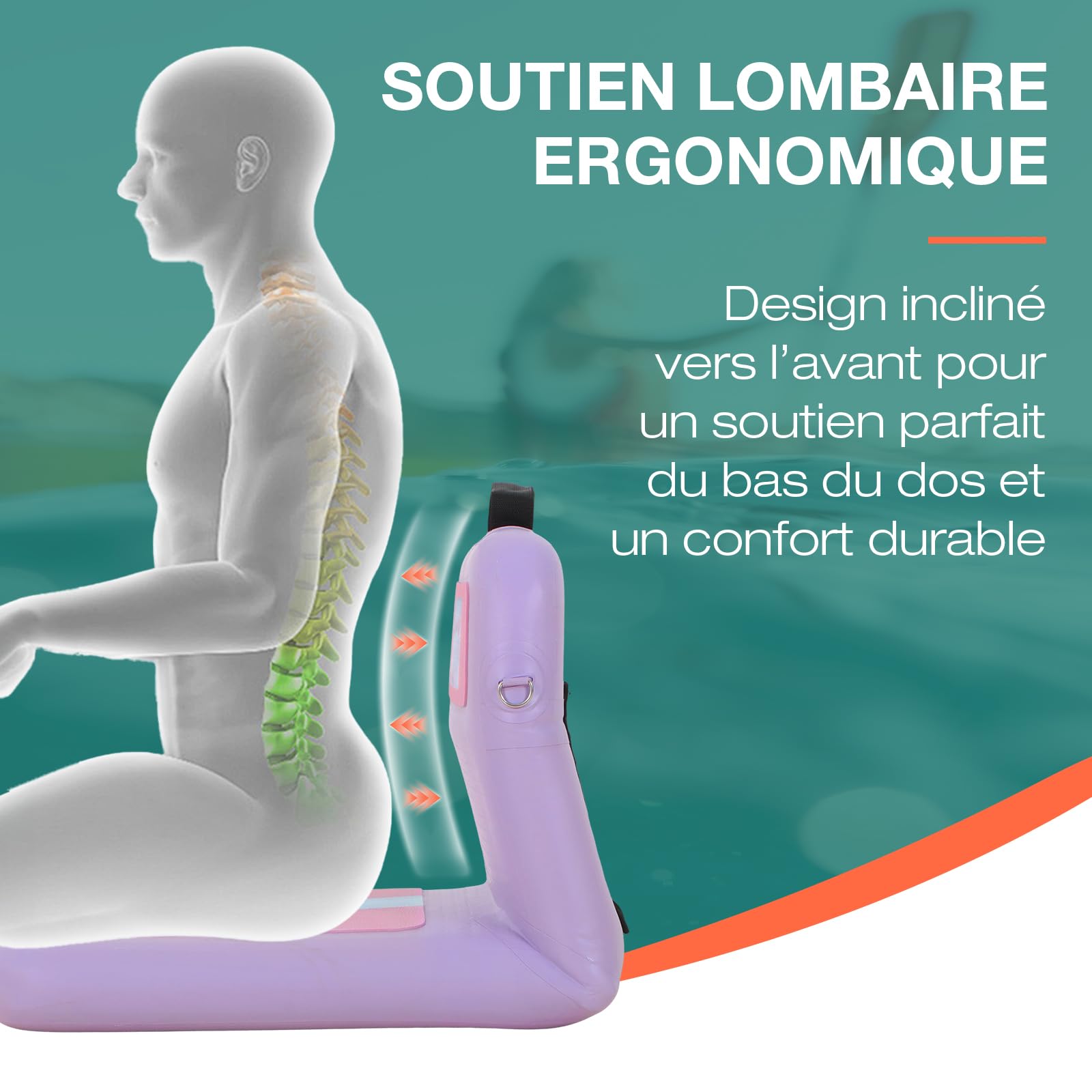 Niphean Siège Paddle avec Support Dorsal, Siège Paddle Gonflable Robuste pour Planches Gonflables, pour Canoë, Bateau, Kayak, Adultes et Enfants, Aucune Sangle n'est Nécessaire, Simple et Confortable