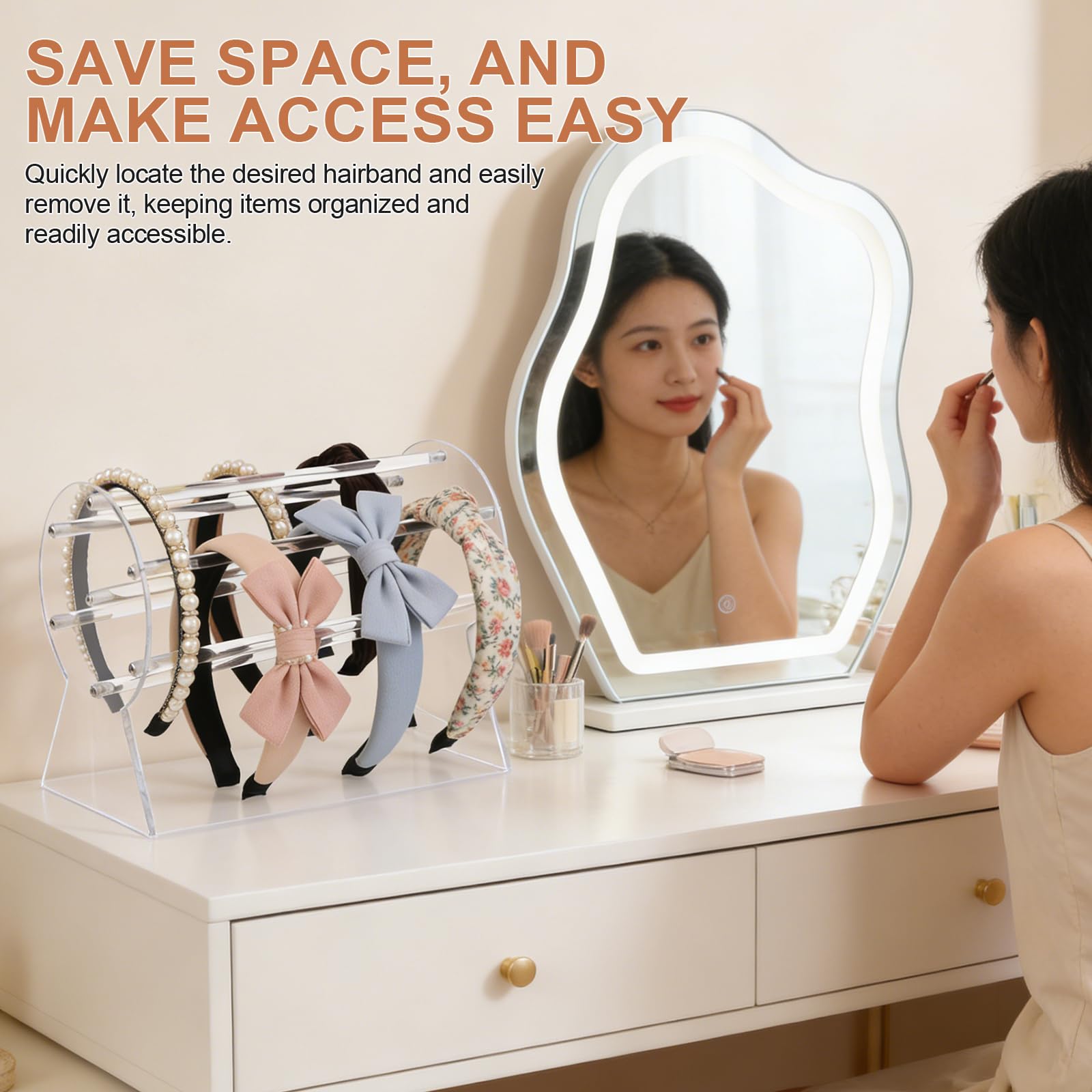 Porta Mollette Capelli - Organizer Per Fermagli A Pinza - Organizer Per Fermagli Per Capelli In Acrilico Girevole A 360° - Espositore Per Cerchietti Per Capelli - Porta Cerchietti Bambina