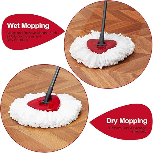 Miniatura 5 de [Paquete de 3] Cabezales de repuesto para trapeador, reemplazos de cabezales de repuesto compatibles con O Cedar Spin Mop Sistema de 1 tanque, fácil