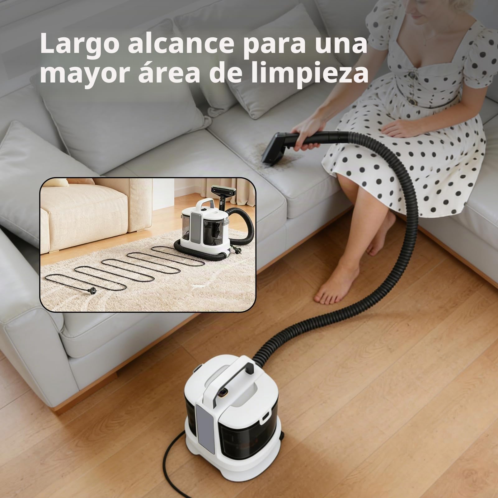 Limpiador De Tapicerías Y Alfombras Portátil 400w 13kpa - Máquina Limpiar Sofás Con Agua Y Aspiradora, Sistema De Doble Depósito Y Autolimpieza Para Colchones, Asientos De Coche Y Manchas Difíciles
