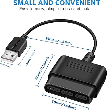 Xahpower PS2 Controller to USB Adapter Converter Cable, Compatible with Sony PS1/PS2 Controller Gamepad to PS3/PC Controller