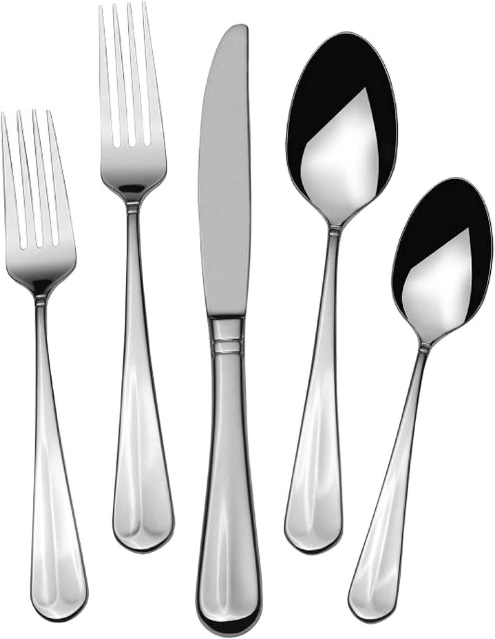 Mikasa 5268090 Colette 45-Piece Flatware Set, Stainless Steel, Silver