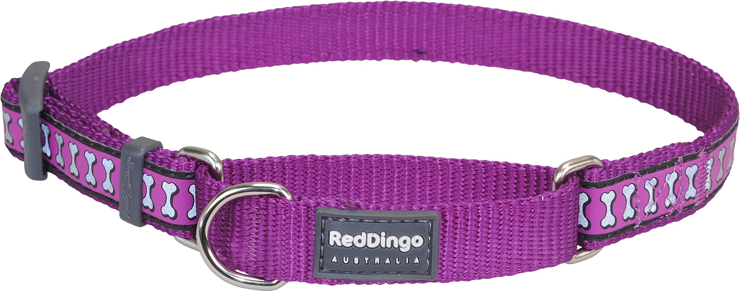 Red Dingo Reflective Martingale Dog Collar, Large, Dark