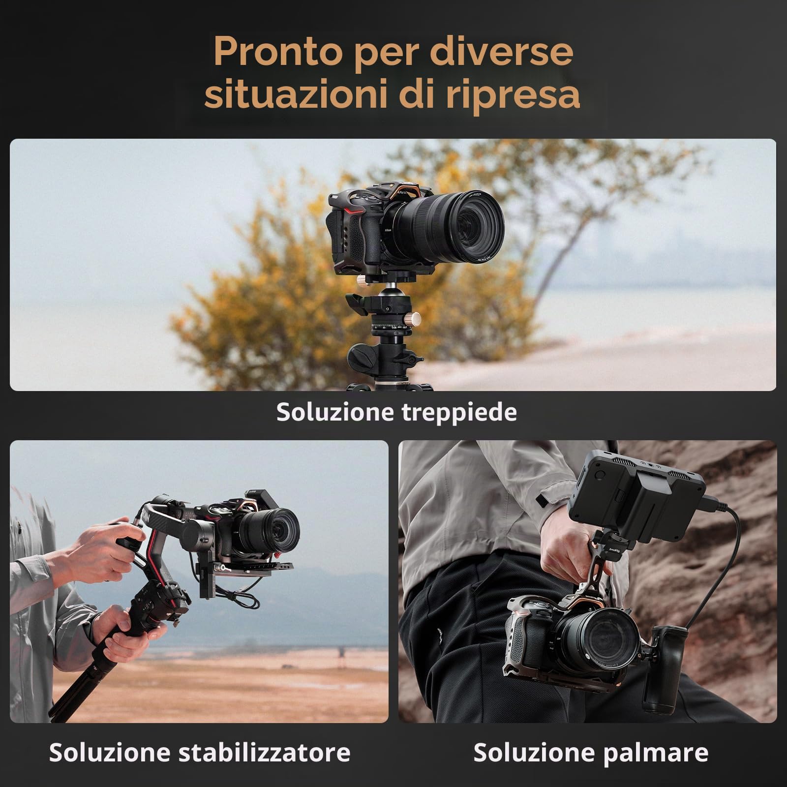 SMALLRIG "Night Eagle" Z6III Camera Cage per Nikon Z6 III, Gabbia Completa in Lega di Alluminio, con Piastra a Sgancio Rapido per Arca-Swiss e Attacco Cold Shoe per Microfono e Luce - 4521