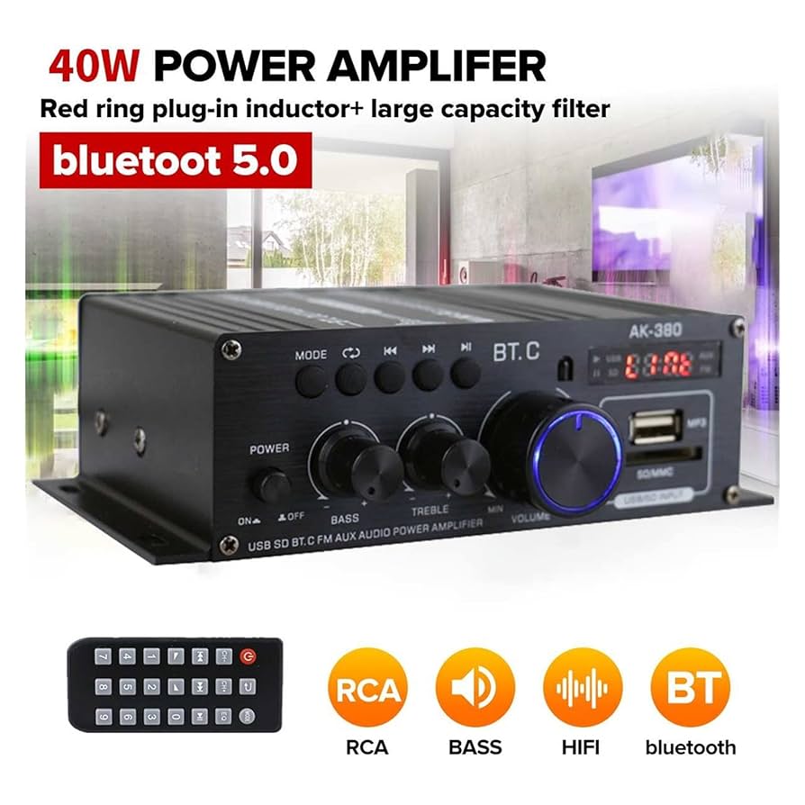 Amazon | アンプ 40W * 2 AK380 Bluetooth 5.0 HIFIパワーアンプ