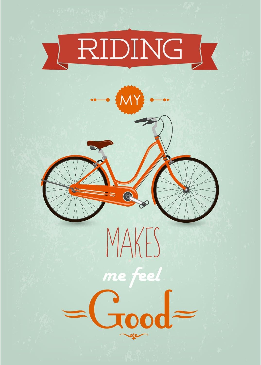 Poster/Canvas Wall Art - RIDING MY BICYCLE MAKES ME FEEL GOOD - Graphic Illustration Vintage - 20x28'' (50x70cm) - Glossy Photo-Quality Paper (cod.032)