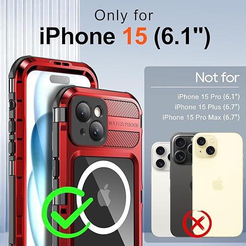 Miniatura 78 de WIFORT Funda impermeable para iPhone 14 Pro - Funda protectora de cuerpo completo de metal resistente, protector de pantalla integrado, IP68 a