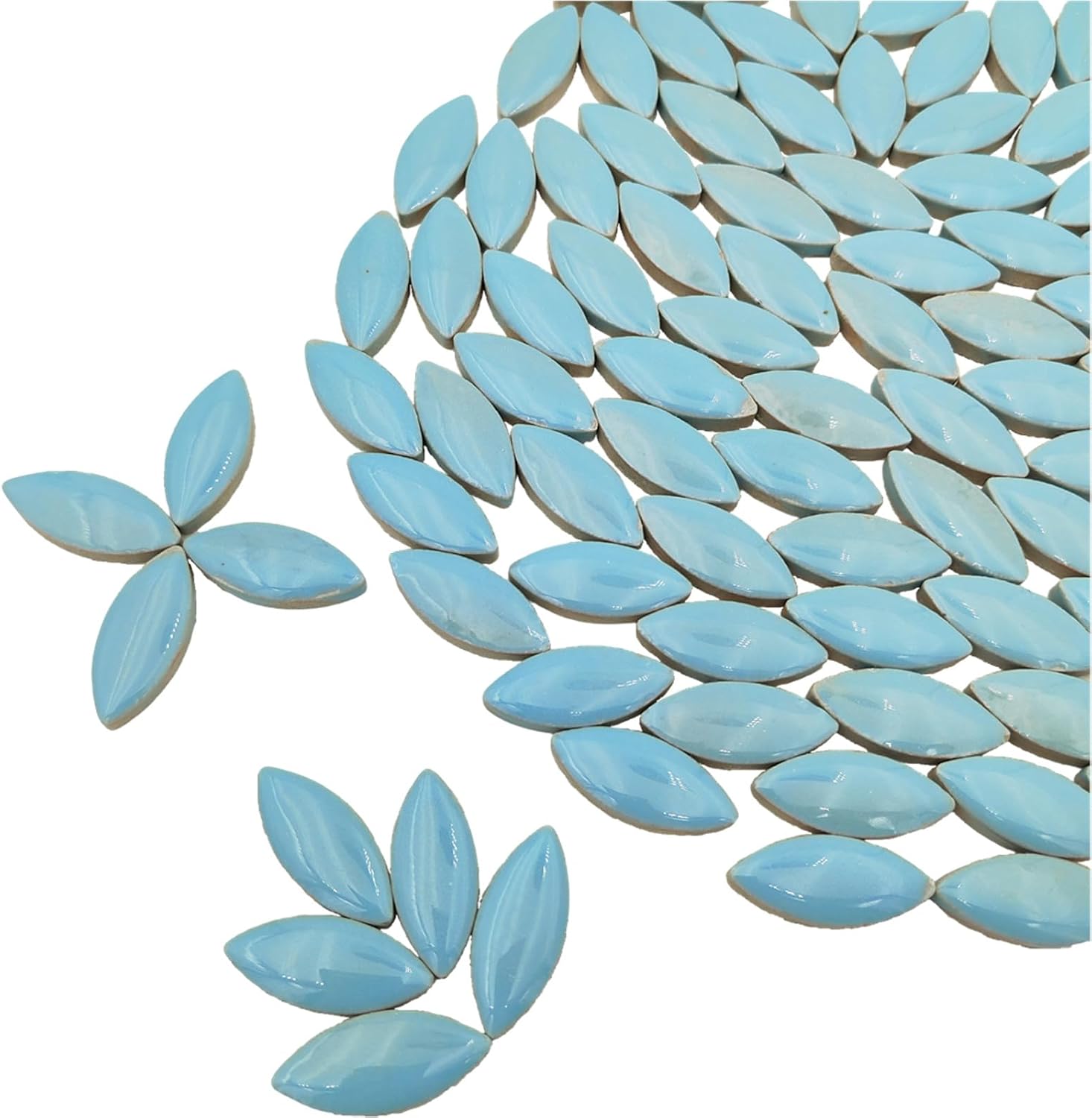 1.1lb Ceramic Mosaic Tiles for Crafts, Leaf Mosaic Pieces Porcelain Mosaic Tiles for Mosaic DIY, Stained Ceramics Supplies (Black Spots)