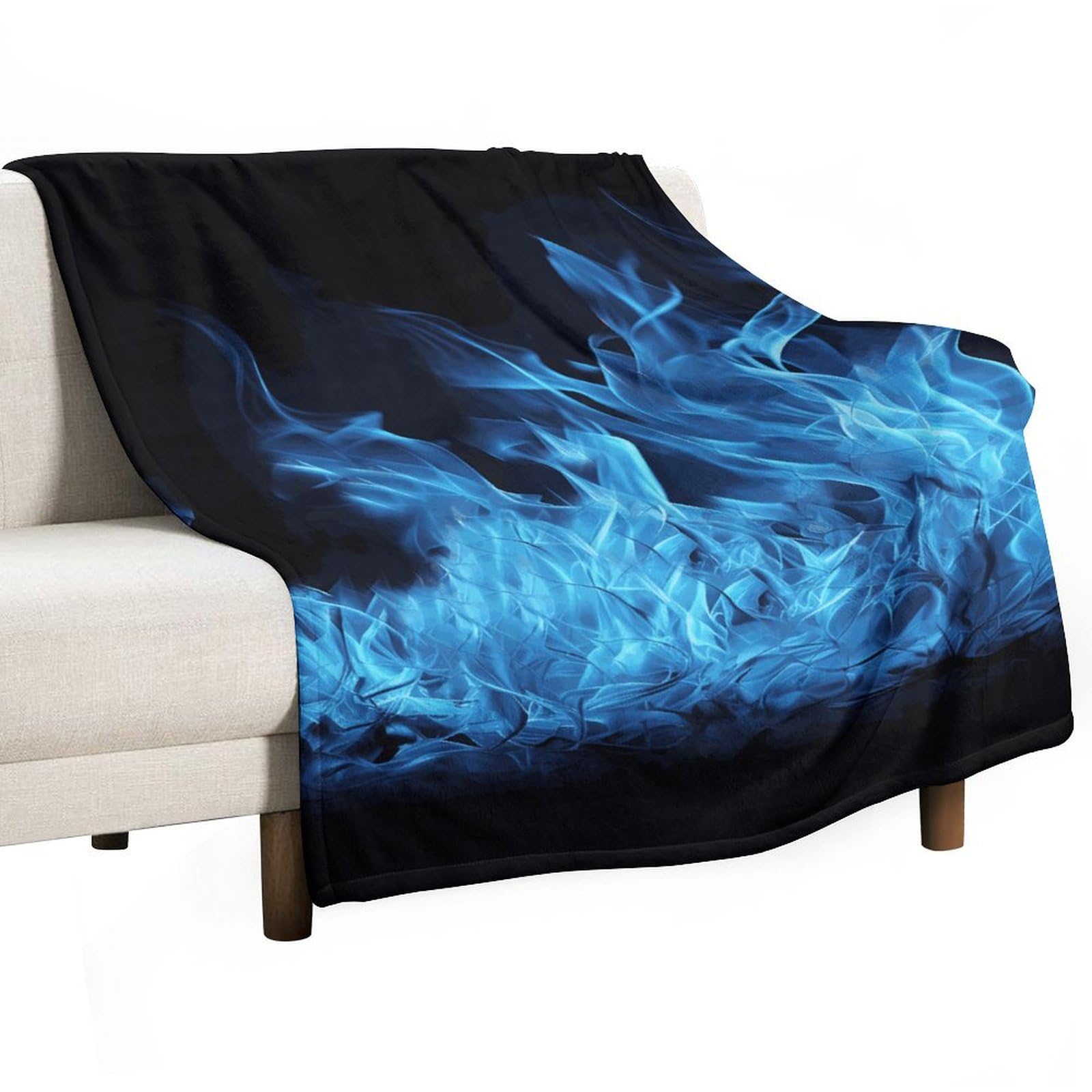 Plaid flamme bleue en flanelle douce pour embellir votre canapé