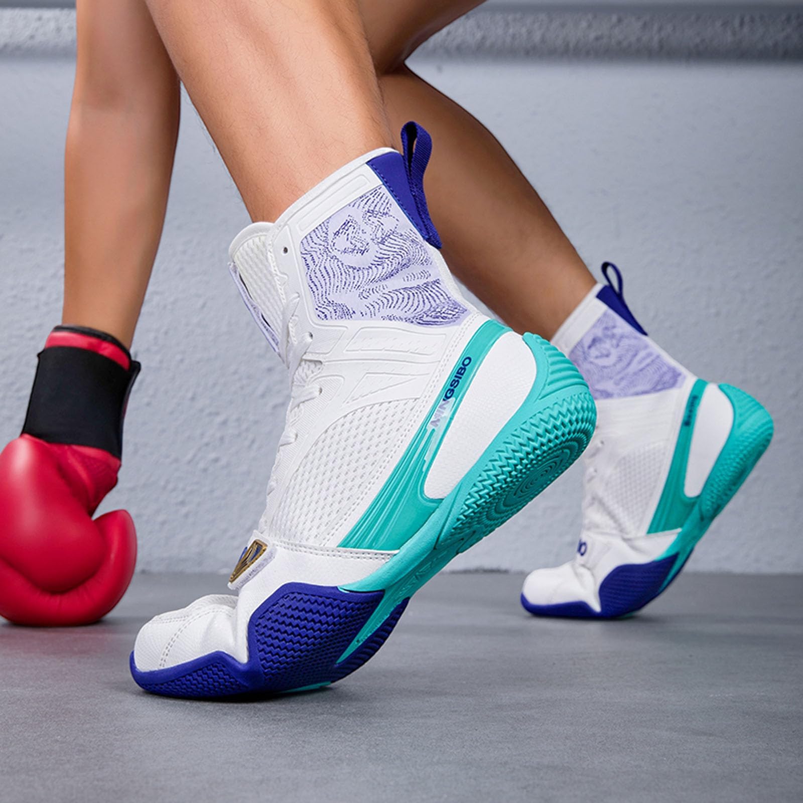 Zapatillas de Boxeo para Hombres y Mujeres, Transpirables, Lucha, Fitness, cómodas, Antideslizantes, para Culturismo y competiciones,Azul,42 EU