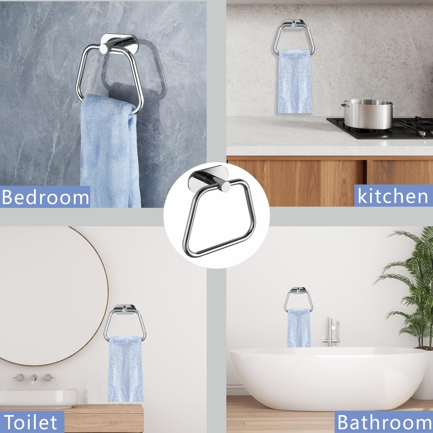 Toallero Autoadhesivo de Acero Inoxidable 304 para baño, Cocina, Gancho para Toalla de baño con diseño de Escalera, Montaje en Pared sin taladrar (Cromo)
