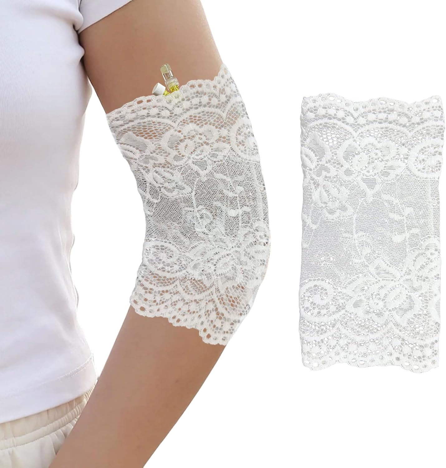 PICC Line Lace Sleeve - Stylish Med Arm Cover, Soft Breathable IV & Cast Protector, Non-Slip Silicone Gasket, 1 Pc